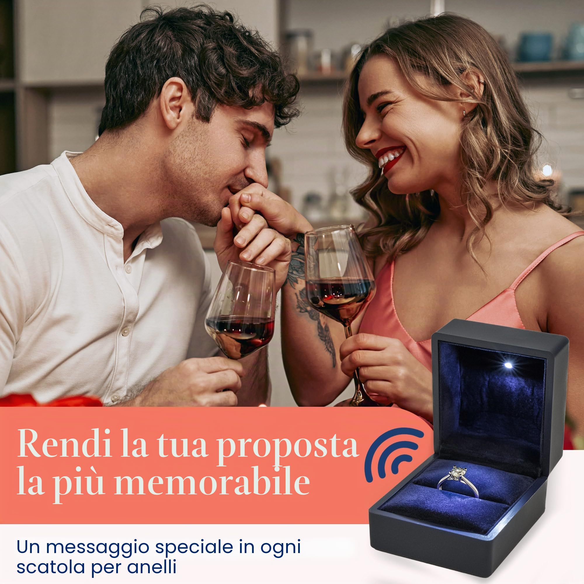 VOICEGIFT Registratore di suoni e audio da 60 secondi per cornici, album e album (Scatola ad anelli registrabile | Blu notte)