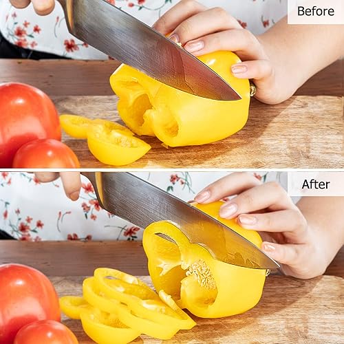 Miniatura 6 de Afiladores de cuchillos para cuchillos de cocina de acero y cerámica, sistema manual de mano para afilar y afilar tu cuchillo de forma segura -