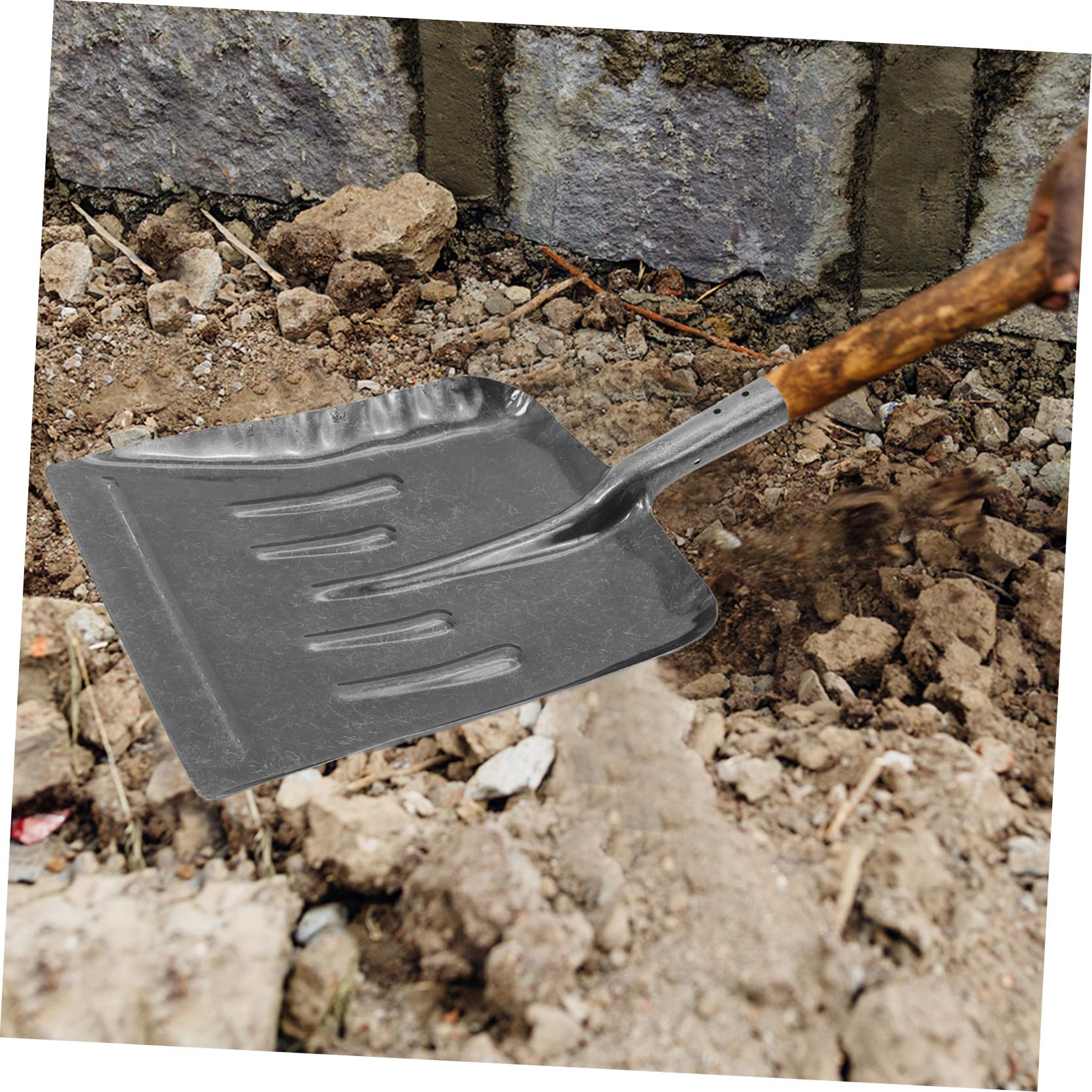 DOITOOL Manganstahl Reinigungsspaten für Landwirtschaft und Garten Kurzstiel Flachspaten mit Ergonomischem Griff rutschfeste Oberfläche für Mistentfernung Schneeschaufeln und