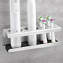 Electric Toothbrush Holder Bathroom Wall, Toothbrush Holder, Adhesive Toothbrush Holder Electric Without Drilling SUS304 Stainless Steel Silver
