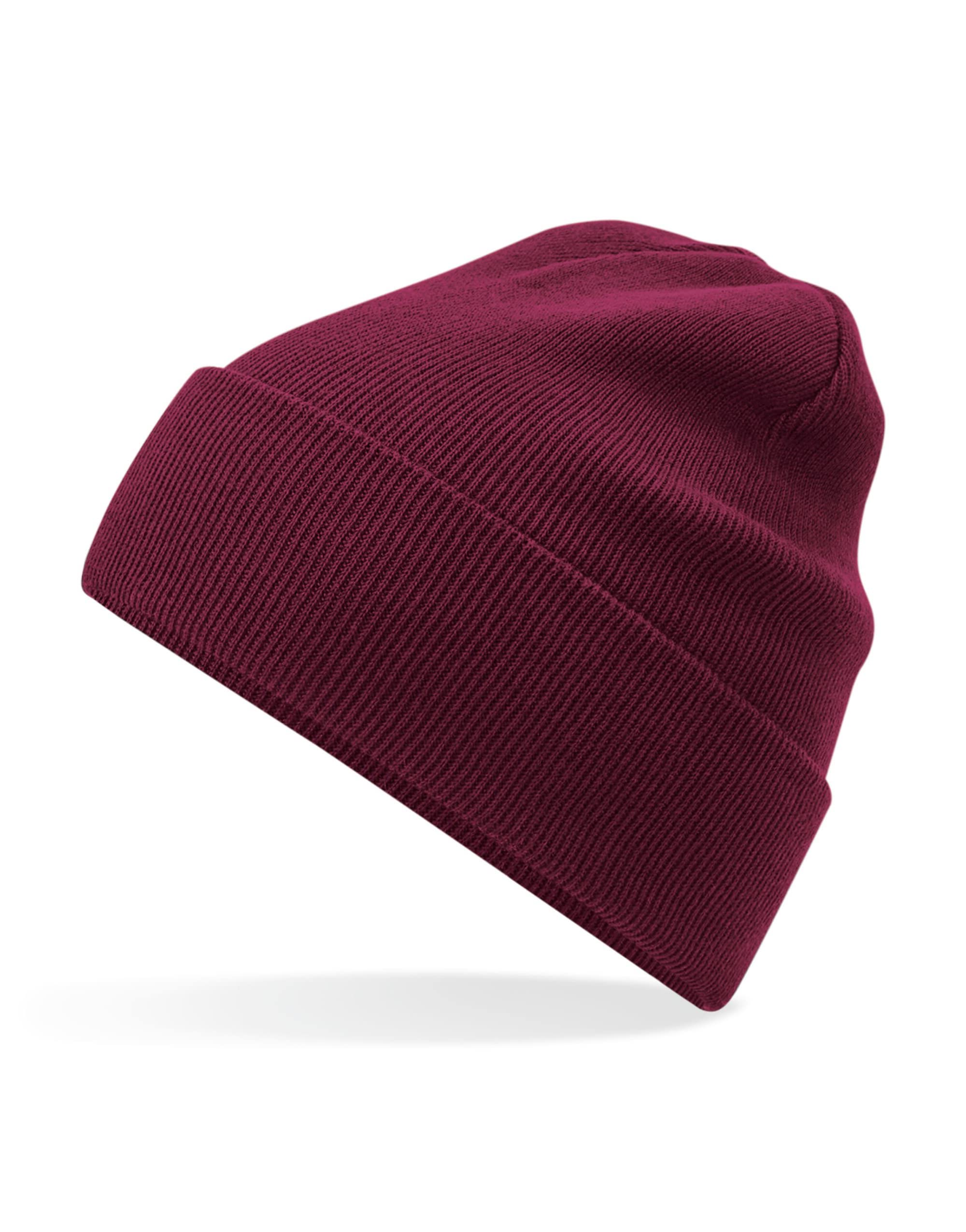 Aremie Winter Beanie Hats for Men and Women, Unisex Cuffed Winter Hats, Organic Cotton Beanie Hats, Breathable Soft Warm Knitted Beanies Cap, Burgundy Wine Red