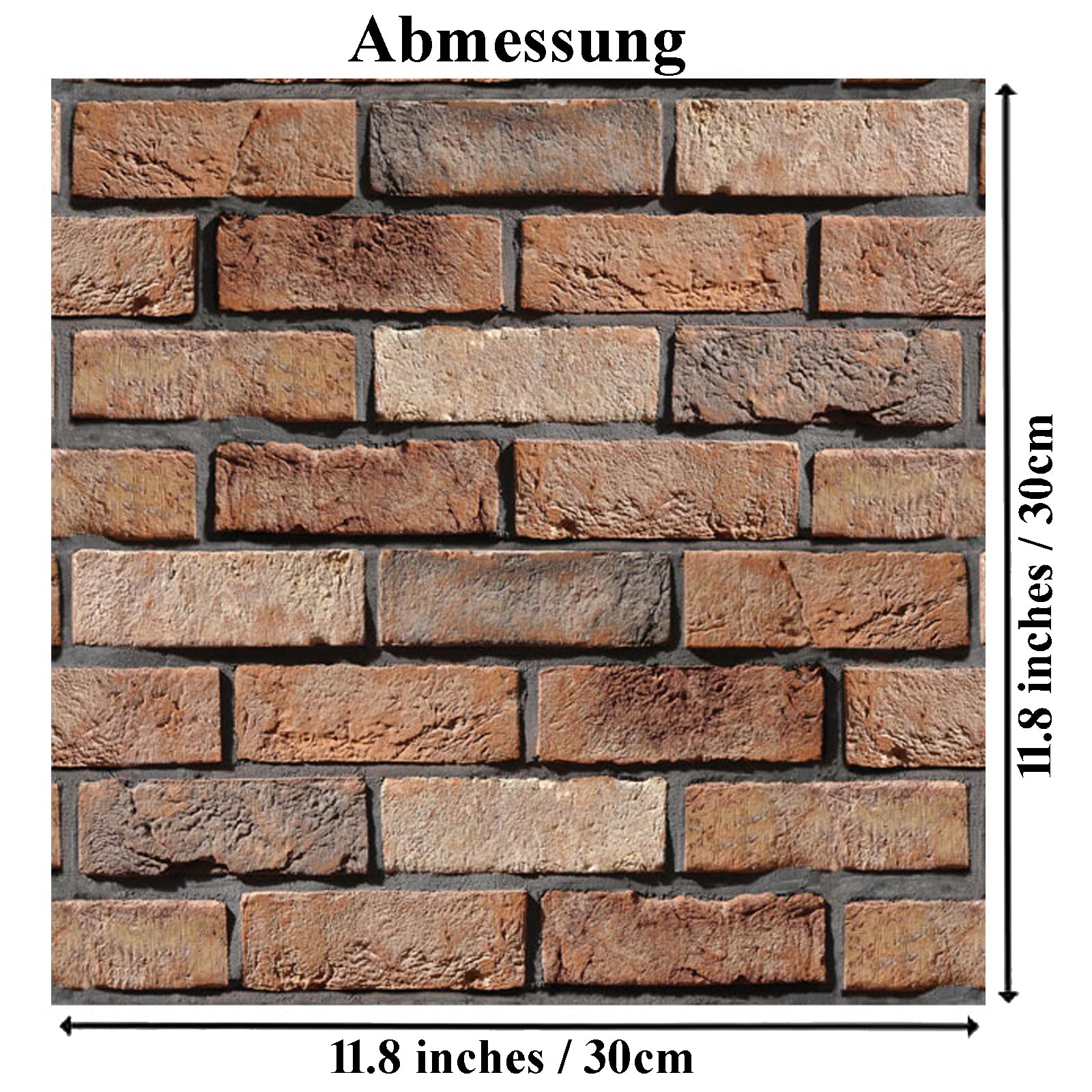 3D Wandpaneele Selbstklebend, 10 Stück Wandverkleidung Selbstklebend PVC Wandaufkleber Wasserdicht Wandtapete, 30x 30cm Wall Panel für Wohnzimmer,Schlafzimmer,Küche,Wandverkleidung (Roter Ziegelstein)
