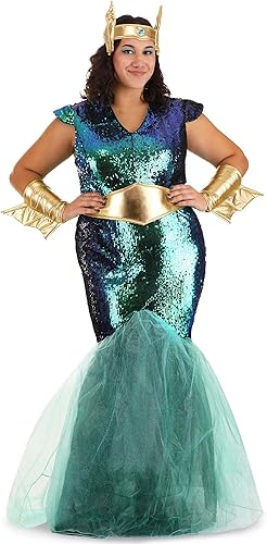 Disfraz de sirena de reina para mujer, talla grande, Verde