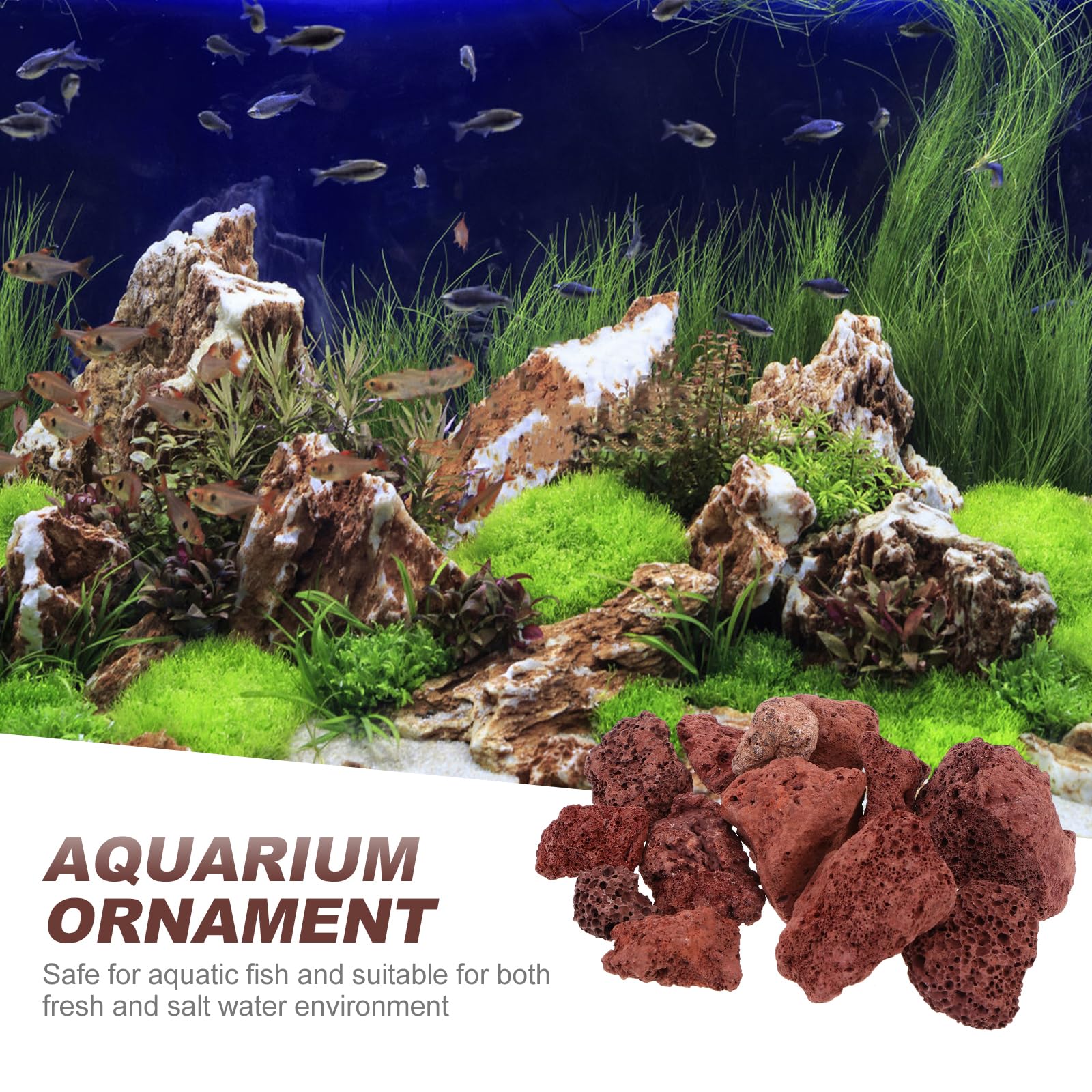 Mipcase Pierre Volcanique Aquarium 2.50 Cm Roche pour Aquarium D’Eau Douce Et Salée Décor du Réservoir De Poisson Cachette Naturelle Pierre D’ Naturelle 500 G