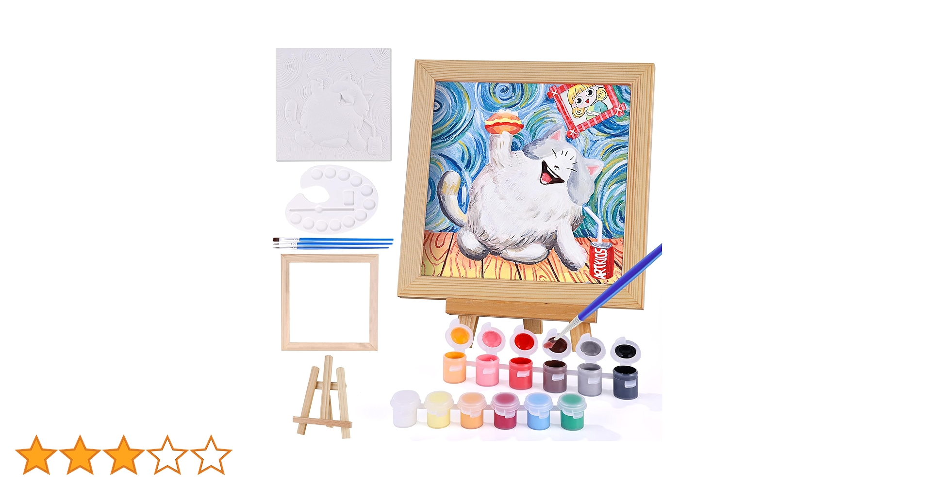 子供用 お絵描きキット 可愛い猫のアート 塗り絵キット 工作キット✨食いしん坊猫 Amazon.co.jp: 子供用 お絵描きキット 可愛い猫のアート 塗り絵