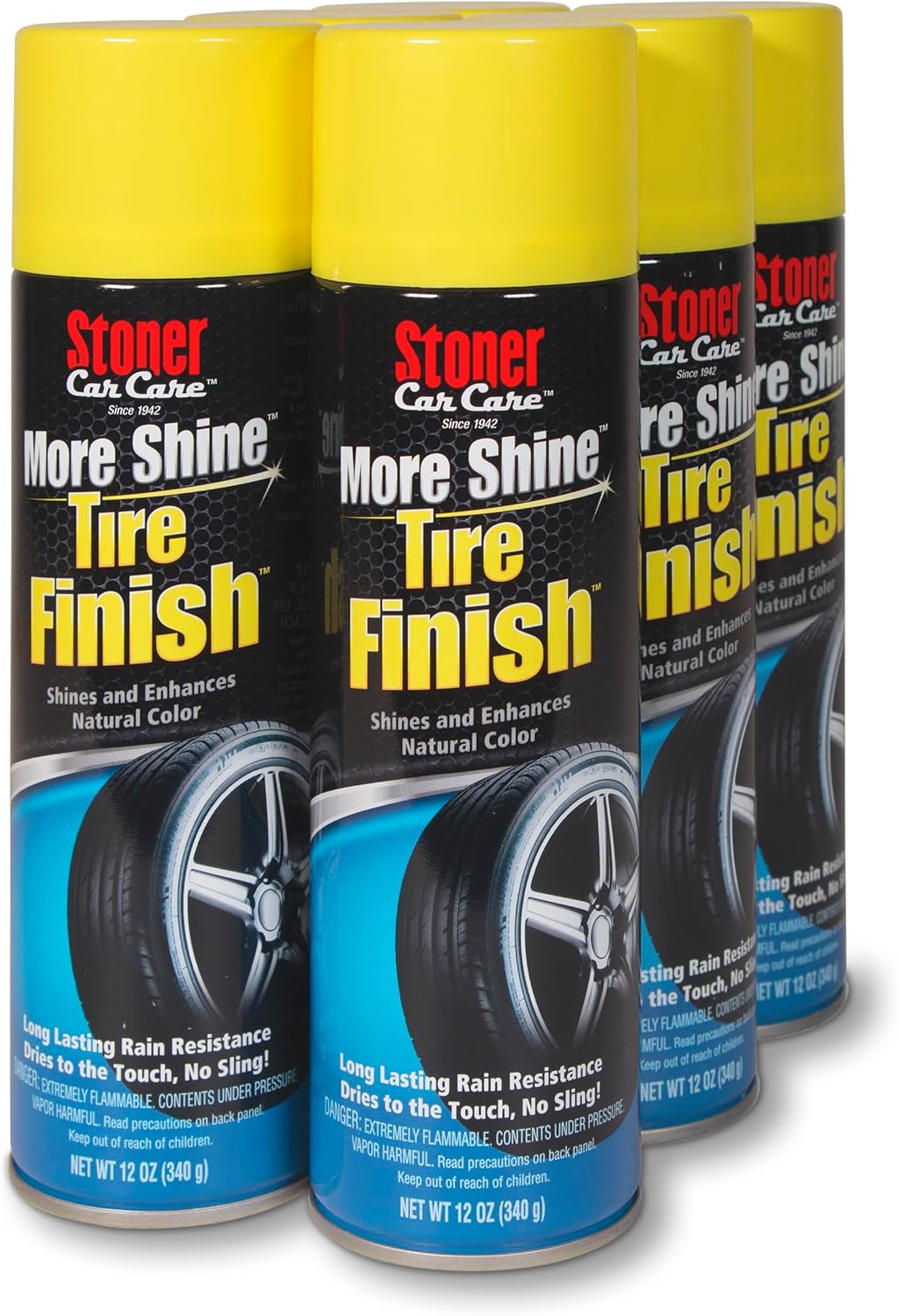Stoner Car Care 91094-6PK More Shine Tire Finish – Tire Shine Spray for a Deep Matte Black Finish with Long-Lasting Rain-Resistant Protection, Non-Greasy No Sling – 12 oz (Pack of 6)