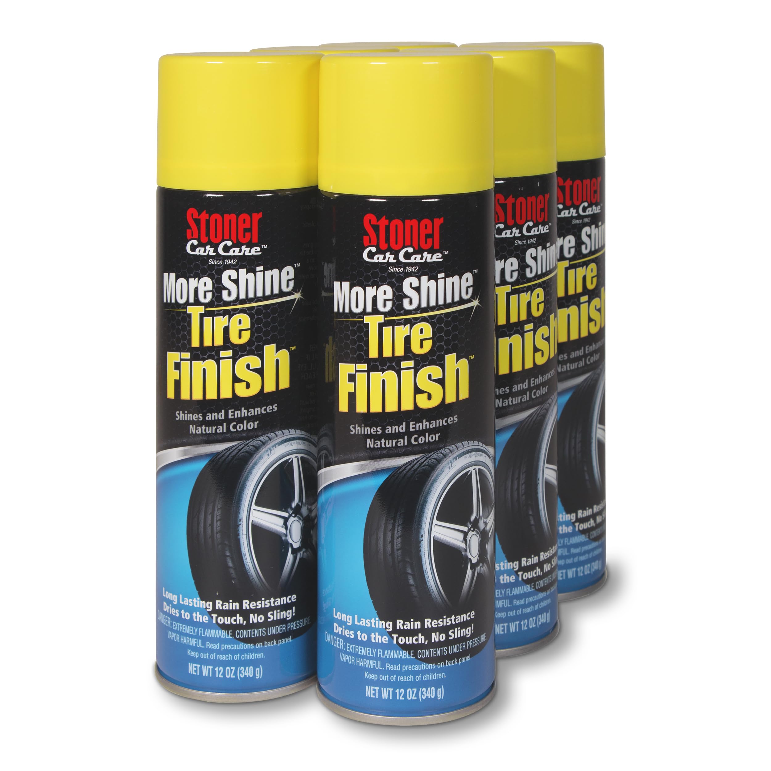 - Stoner Car Care 91094-6PK More Shine Tire Finish – Tire Shine Spray for a Deep Matte Black Finish with Long-Lasting Rain-Resistant Protection, Non-Greasy No Sling – 12 oz (Pack of 6)