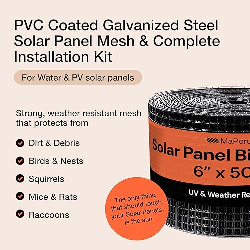 Miniatura 2 de MAPORCH Pantalla de malla solar de 6 pulgadas x 120 pies para paneles solares a prueba de aves, panel solar protector de pájaros y acero galvanizado