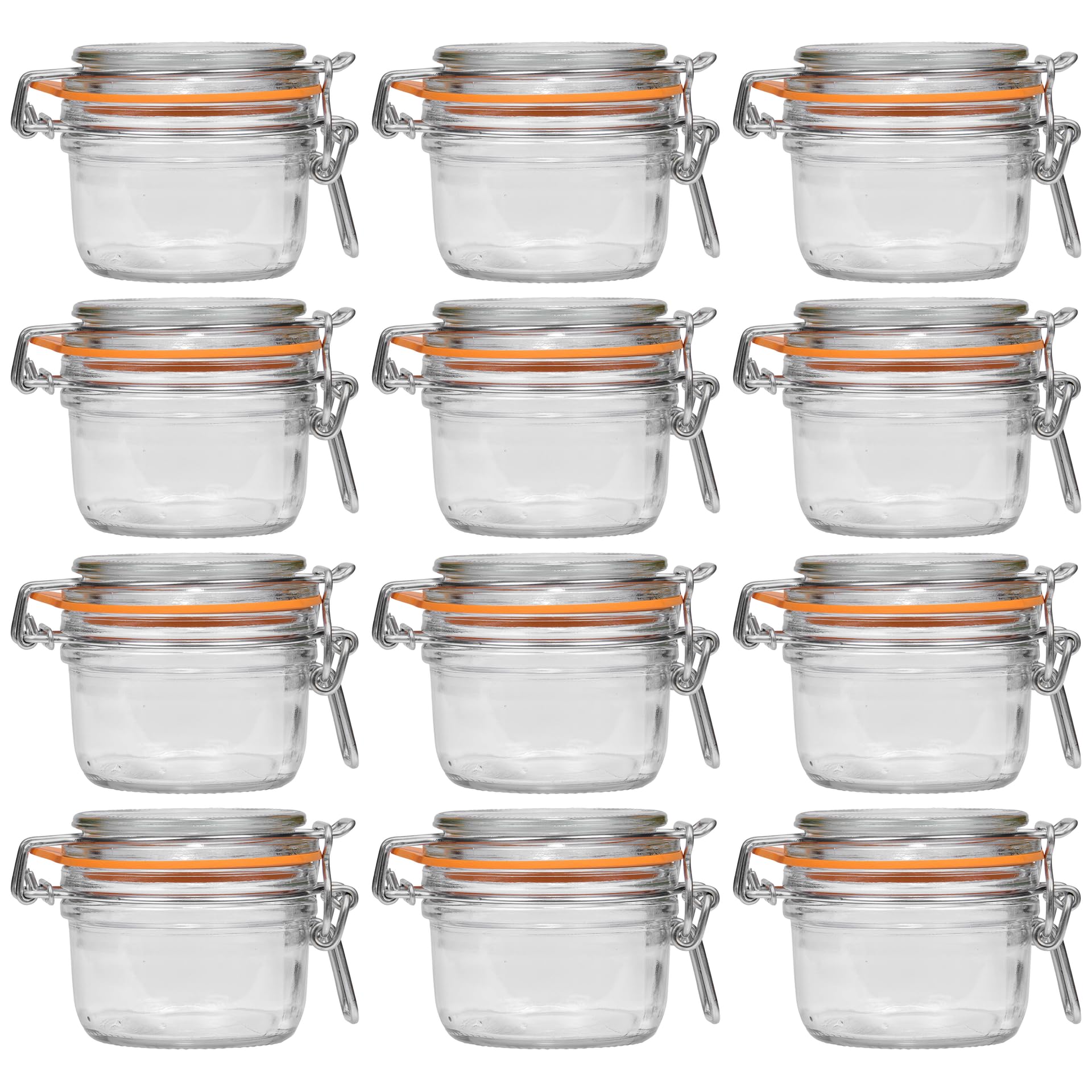 Le Parfait Super Terrine Lot de 12 bocaux en verre transparent avec couvercle en verre et anneau en caoutchouc 125 ml