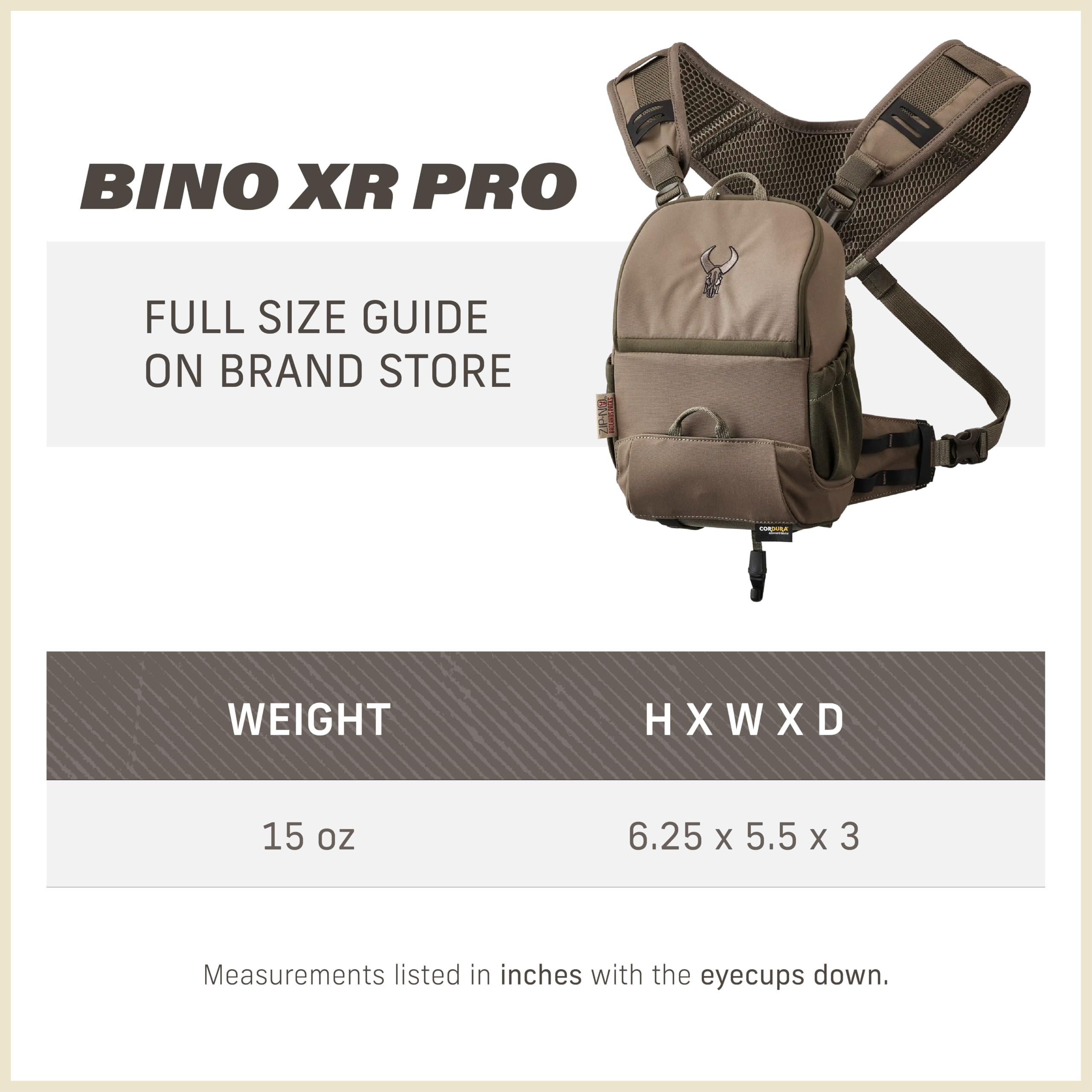 Badlands Bino XR Pro Étui pour jumelles avec harnais d'épaule à quatre points, fermeture magnétique, compartiment télémètre, crochet pour arc pour la chasse et les aventures en plein air, olive