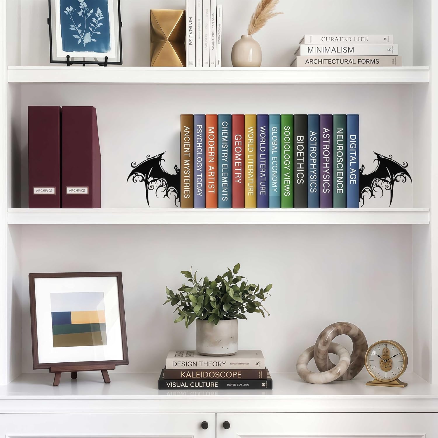 Metal Bat Bookends Set of 2, Gothic Style Decorative Book Ends for Home Office Bookshelf Desk Living Room Bedroom, Ideal Gifts for Men Women Boys Girls Reading Enthusiasts, Halloween Decor