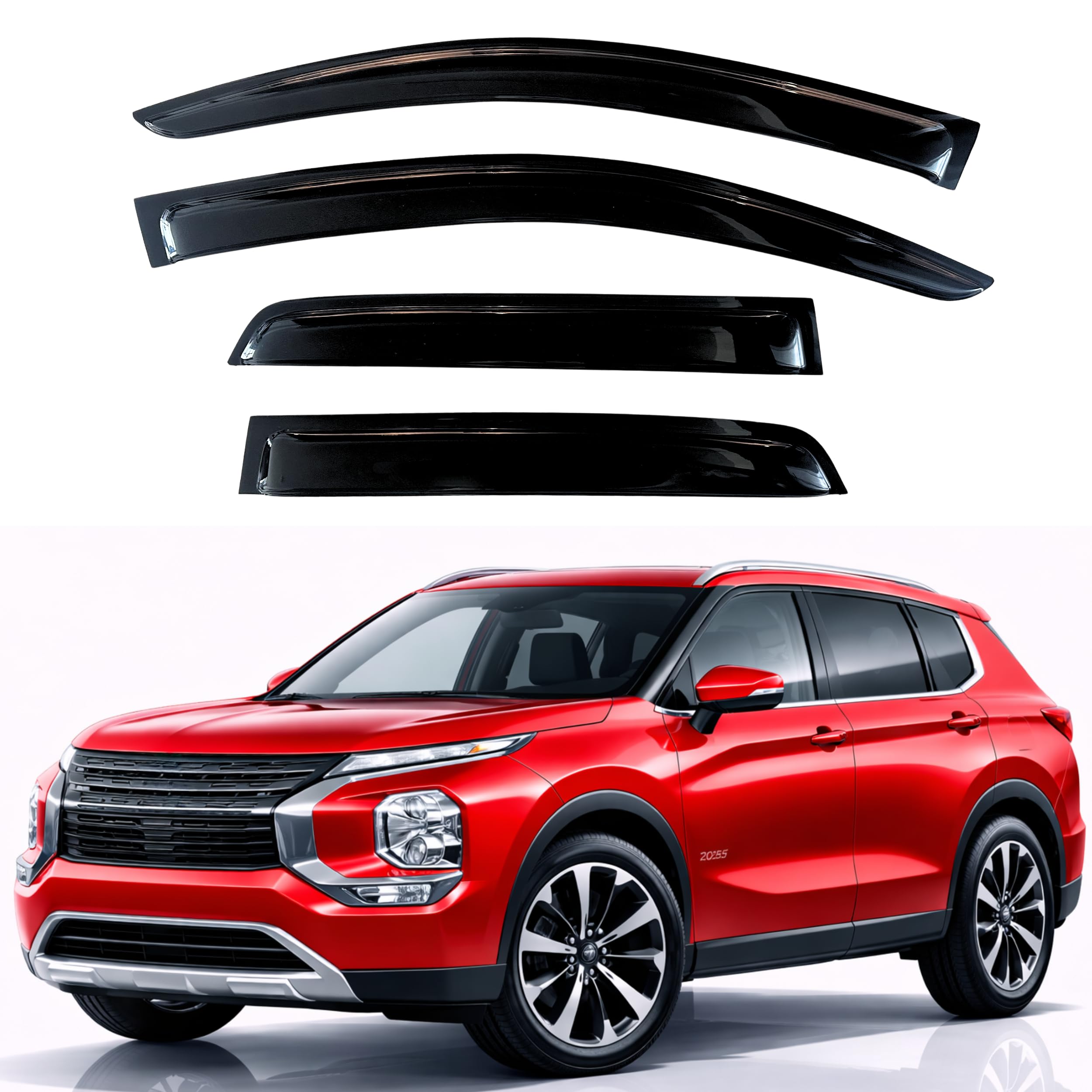 KPY Rain Guards Fit for 2022-2026 Mitsubishi Outlander, Out-Channel Window Visors Vent Wind Deflectors 4PC, Car Accessories for 22-26 Outlander