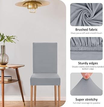 Newthinking Stretch Chair Covers for Dining Room, High Back Covers, Removable and Washable Full Wrap Elastic Cover Hotel, Wedding, Kitchen, Room (Anthracite, 6 Pack) (yzt)