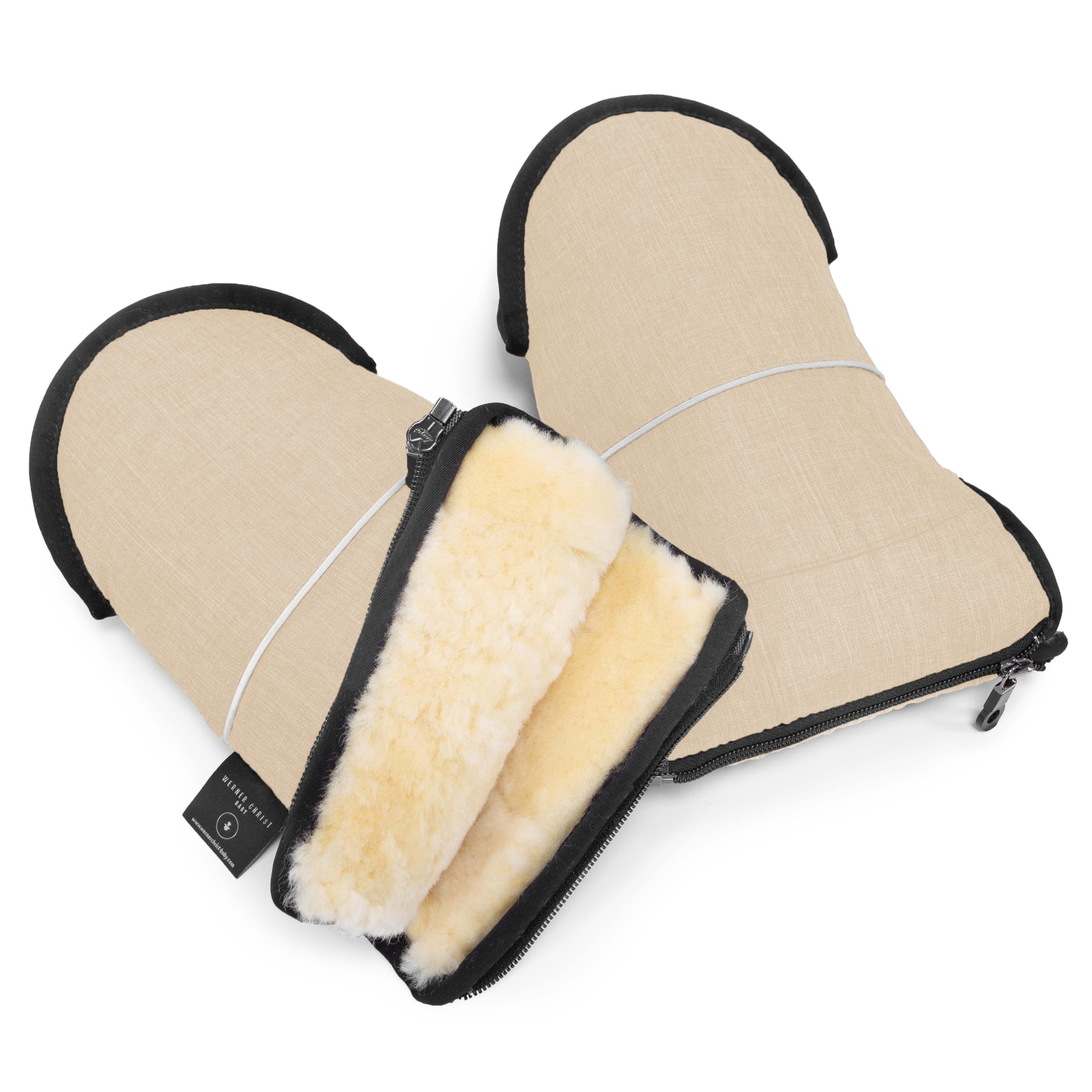 Lammfell Handwärmer von WERNER CHRIST BABY – GLOVY Handschuhe sind der ideale Kinderwagen-Muff aus medizinischem Fell, warmer universaler und wasserabweisender Handmuff, in Cloud (beige)