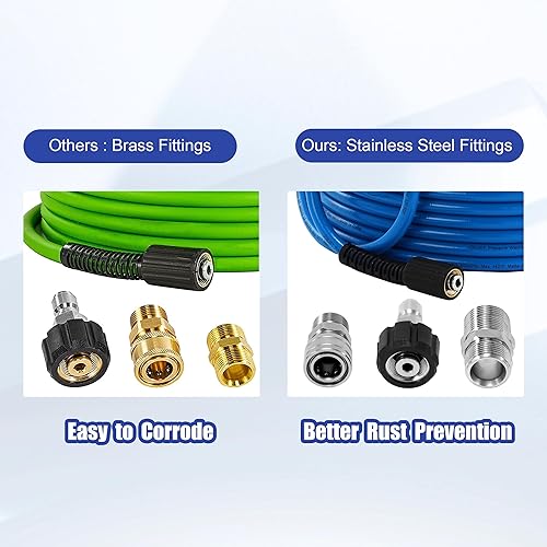 Miniatura 5 de JOEJET Manguera flexible para lavadora a presión de 50 pies x 14 pulgadas, resistente a las torceduras, manguera de repuesto de alta presión,