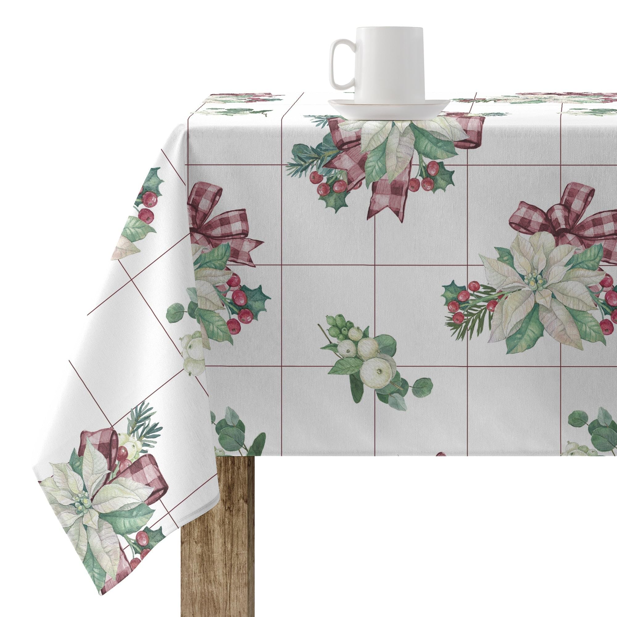 Belum Tischdecke Weihnachten, 200 x 140 cm, 100% Baumwolle, harzbeschichtet, schmutzabweisend, Modell Red Christmas 2