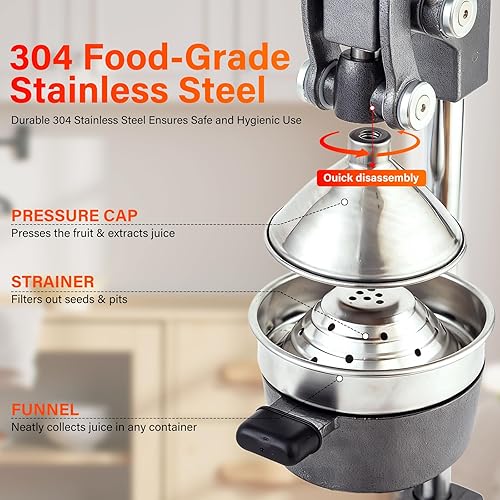 Miniatura 4 de Exprimidor manual de hierro fundido, exprimidor comercial de limón, exprimidor profesional de cítricos, ideal para extraer jugo de limones, naranjas