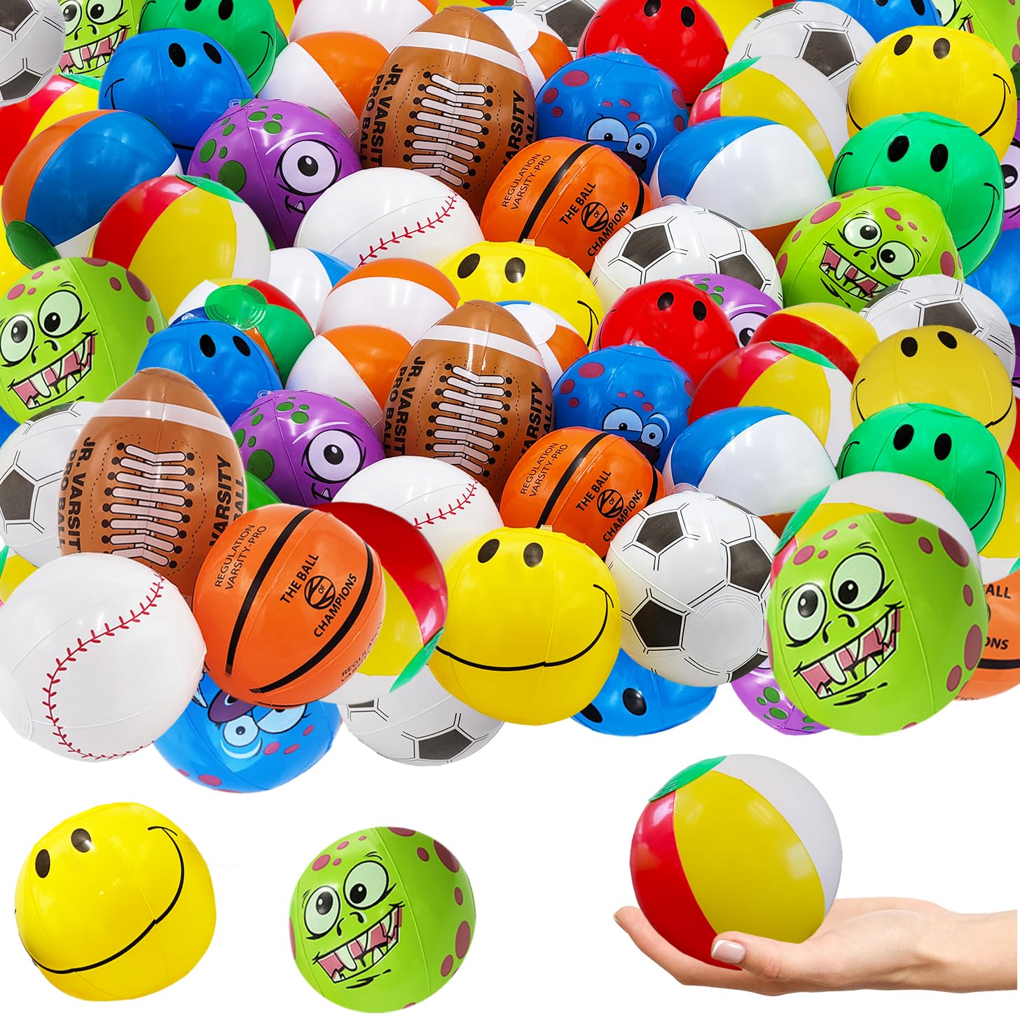 The Dreidel Company Beach Balls Assortment, Various Design for Swimming Pool Party, Birthday, Summer Fun Toy, 6"