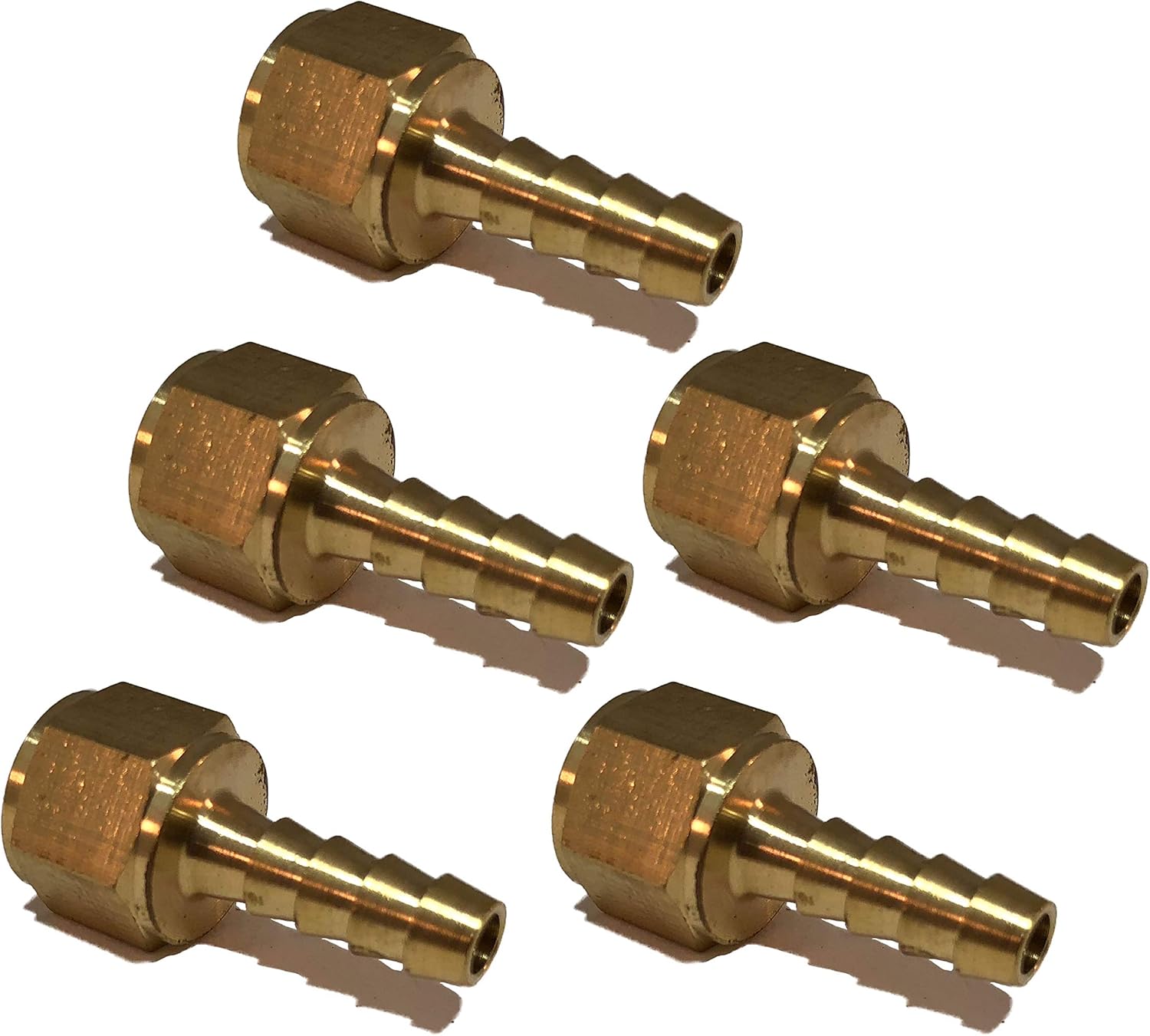 3/16" Hose ID to 1/8" Female NPT FNPT Straight Brass Fitting Fuel/AIR/Water/Oil/Gas/WOG (Qty 05)