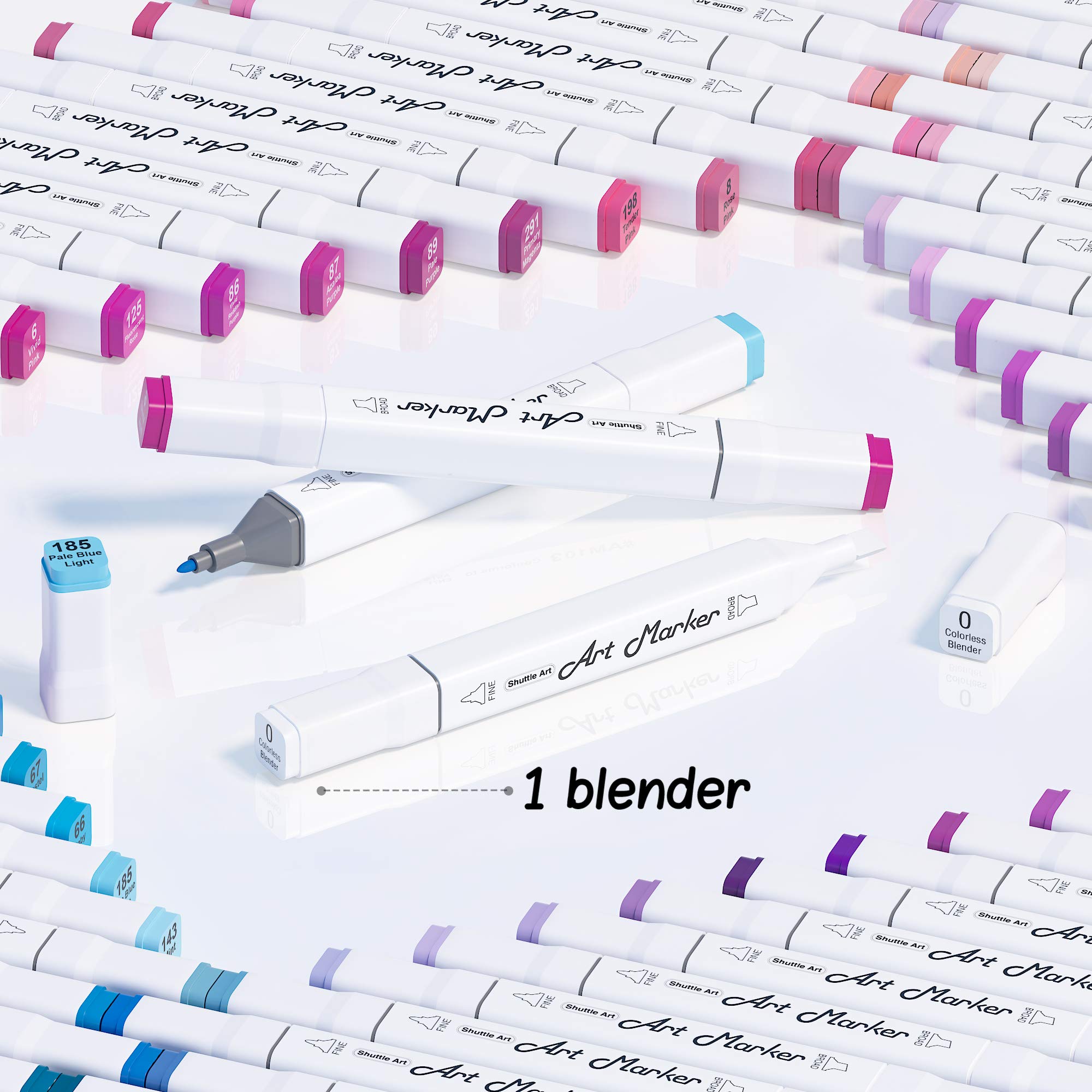 Shuttle Art 205 Colors Dual Tip Alcohol Art Markers, 204 Colors