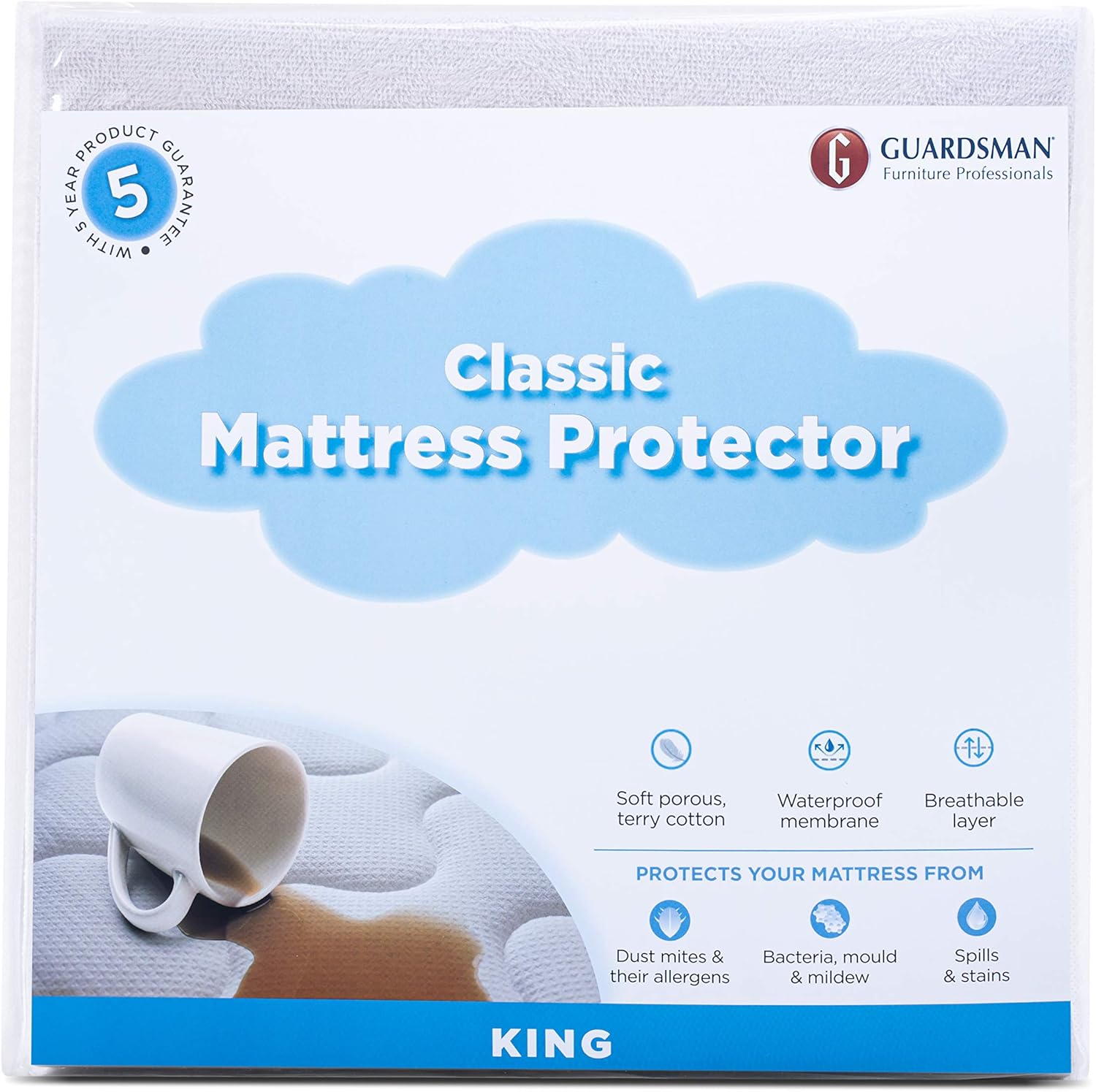 Guardsman Classic Mattress Protector King Size Breatheable Layer Soft