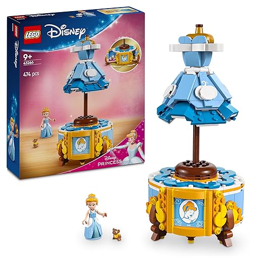 LEGO Disney Princess Cinderella's Dress - Building Toy for 9+ Year Old Girls & Boys - incl. a Customisable Opening Stand, Cinderella Mini-Doll and a Gus Animal Figure - Creative Set - 43266