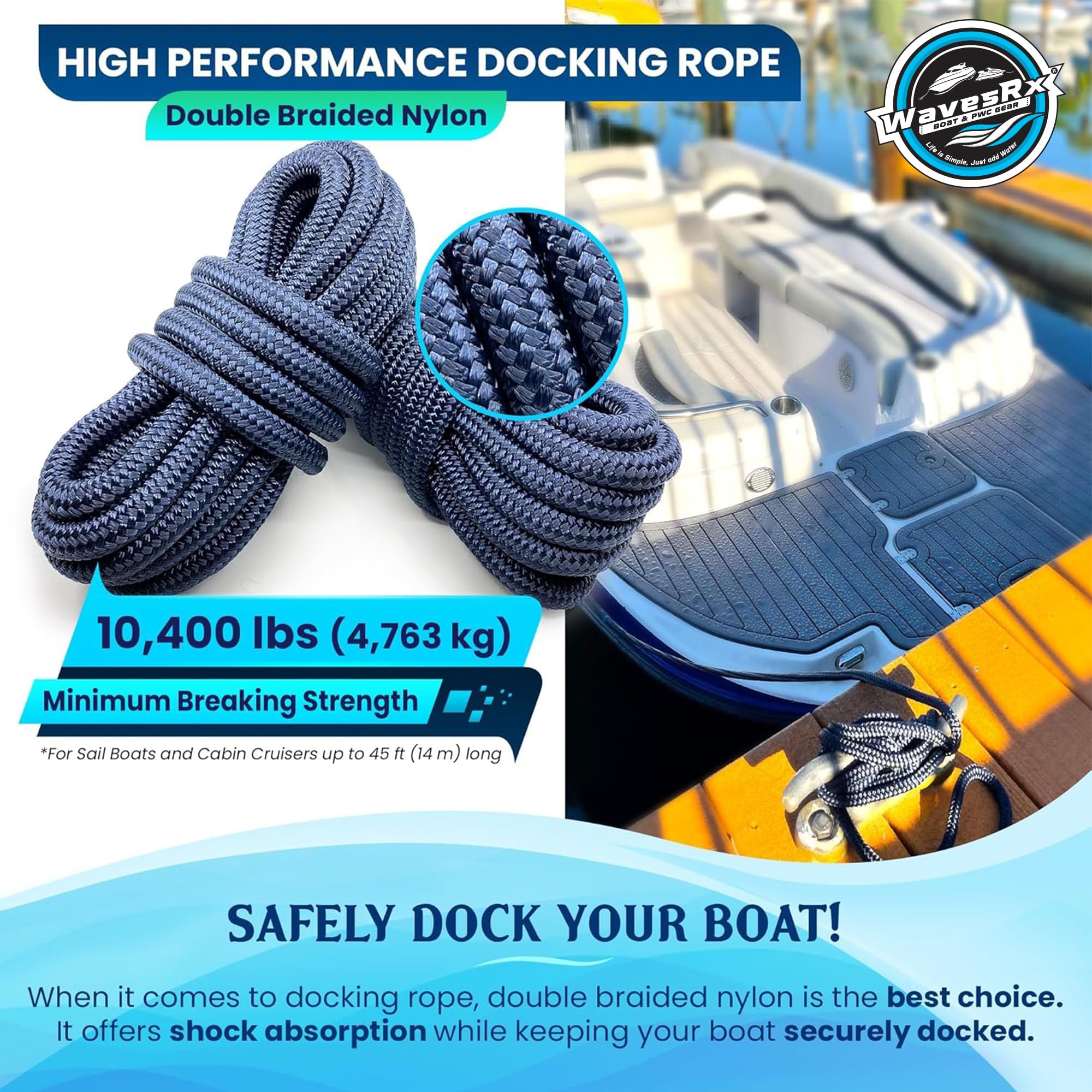 Marin Rope Snapklik.com : Premium Nylon Boat Dock Lines & Ropes For Docking ...