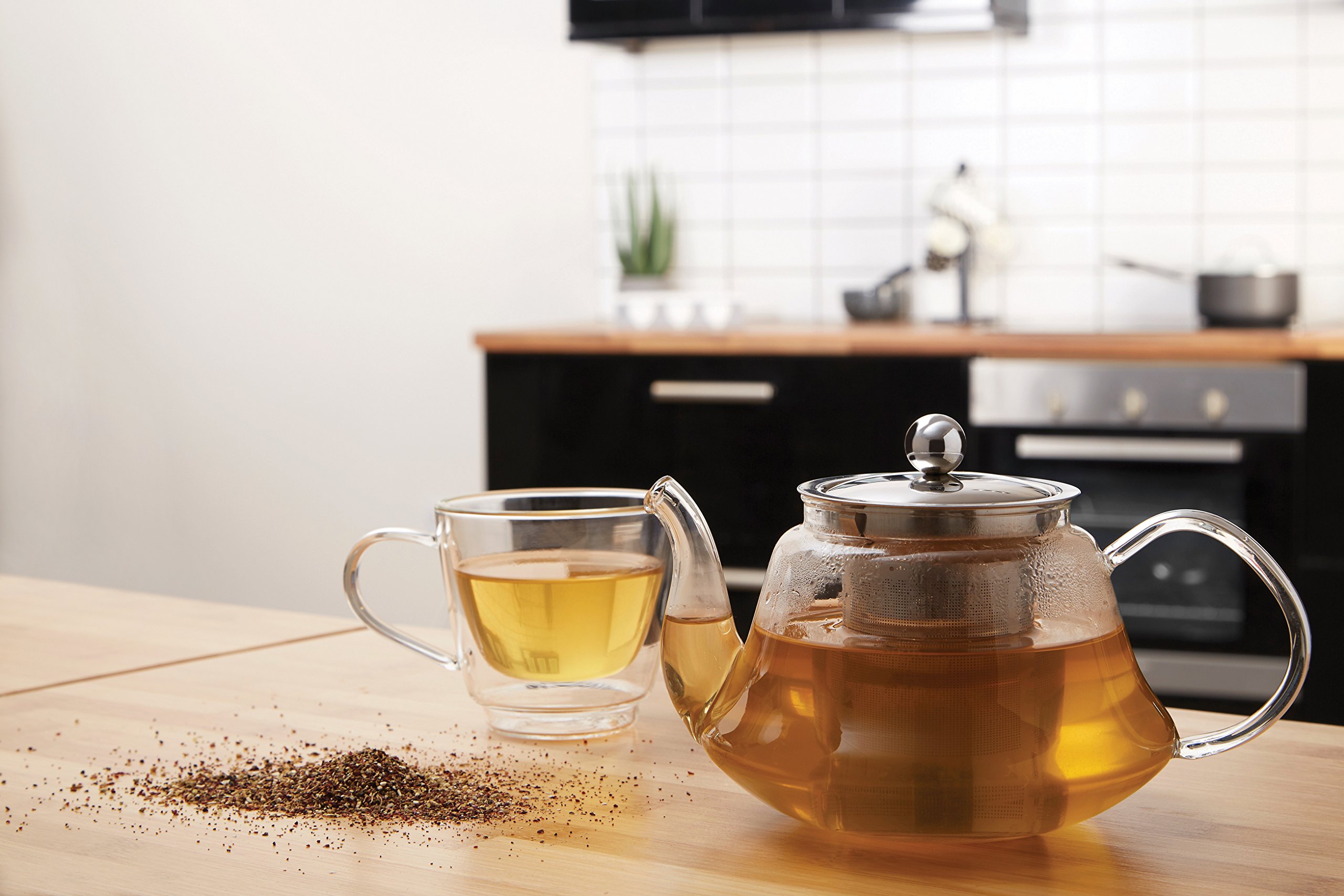 Premier Housewares High Borosilicate Teapot, with Strainer, 800ml,,,, 14 x 18 x 11 cm, Transparent - Image 4