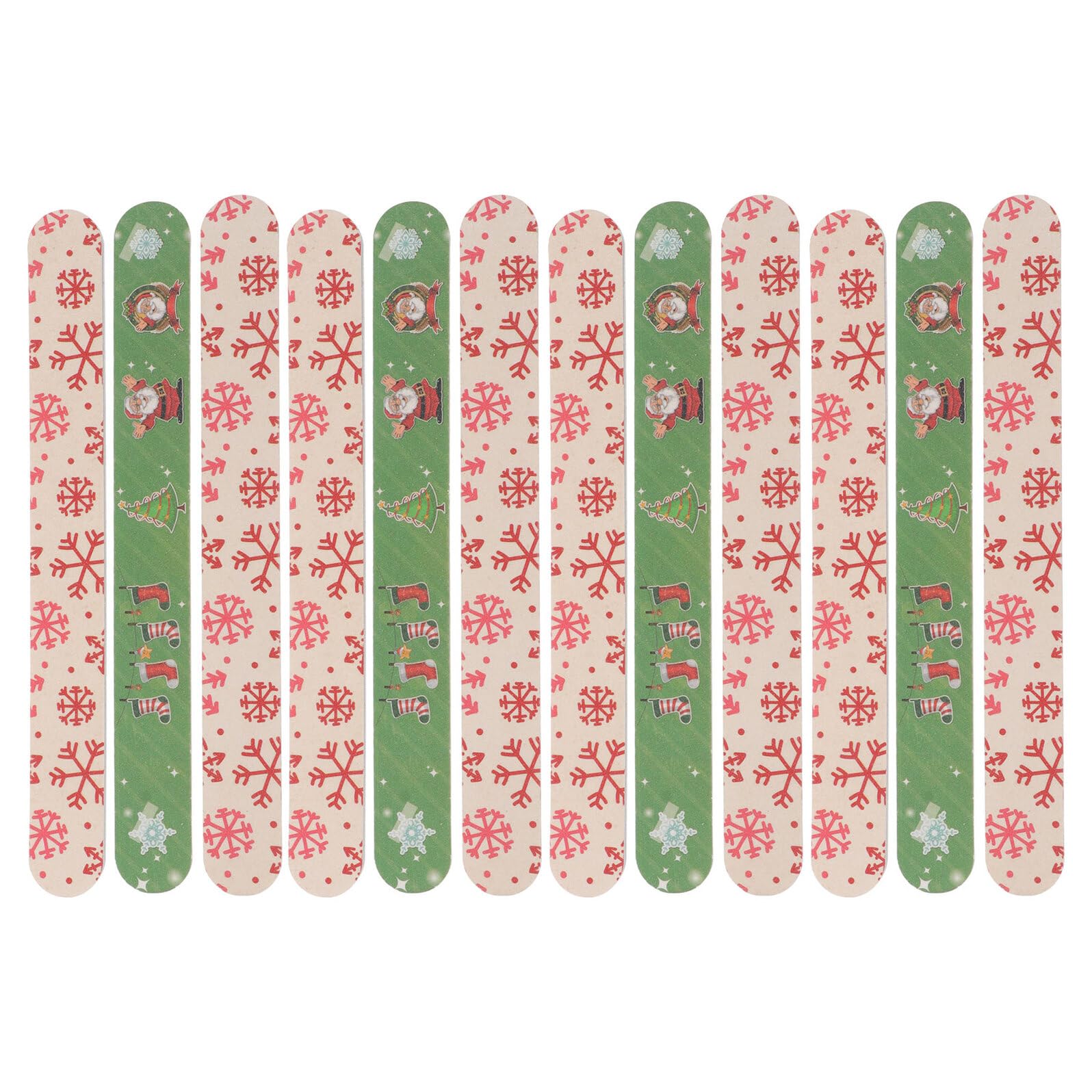 TEHAUX 12 Pezzi Limette per Unghie Tema Natalizio Design Casuale, Lima a Grana Doppia in Carta Abrasiva per Rimuovere Residui, Adatta per Unghie Finte e Ricostruite, per Stili multipli