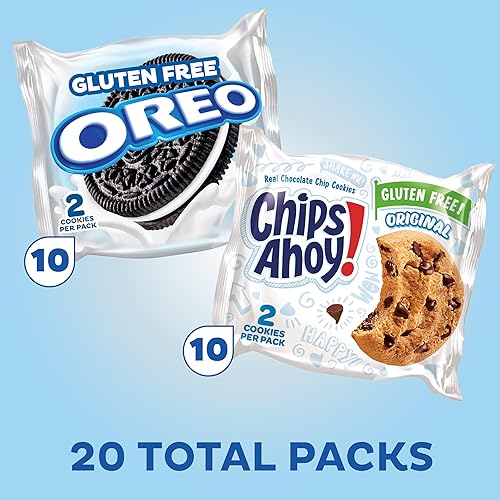 Miniatura 2 de OREO Galletas de sándwich de chocolate y chips AHOY! Galletas con chispas de chocolate sin gluten, paquete variado, 20 paquetes de aperitivos