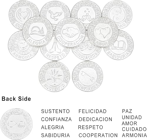 Miniatura 8 de TINGKU Juego de 13 Monedas de Unidad para Ceremonia de Boda Arras de Boda con Bandeja Placa Boda Arrhae Moneda Católica