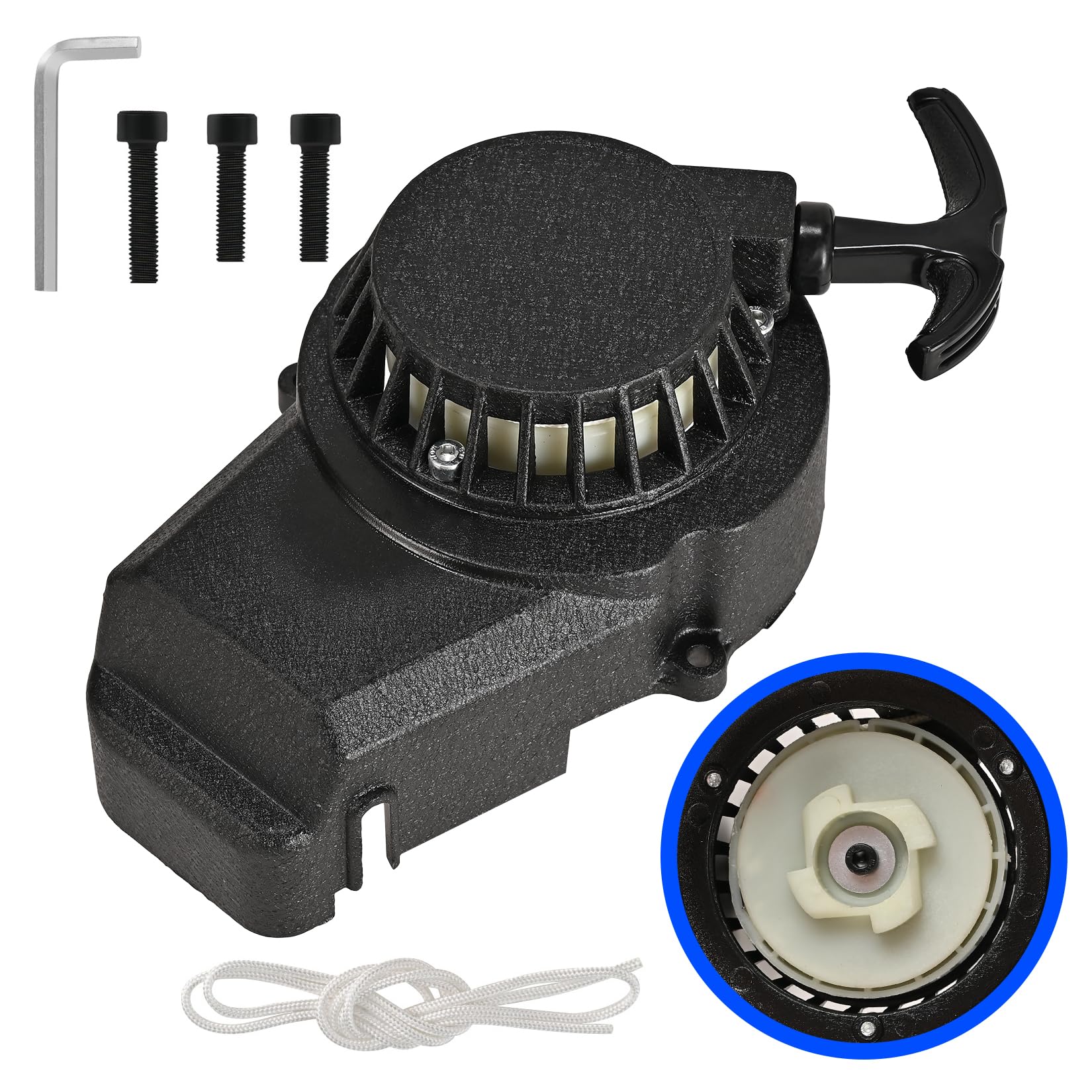 View 1 of NDEN Pull Start Assembly for 47cc-50cc 2-Stroke Mini Bikes/ATVs