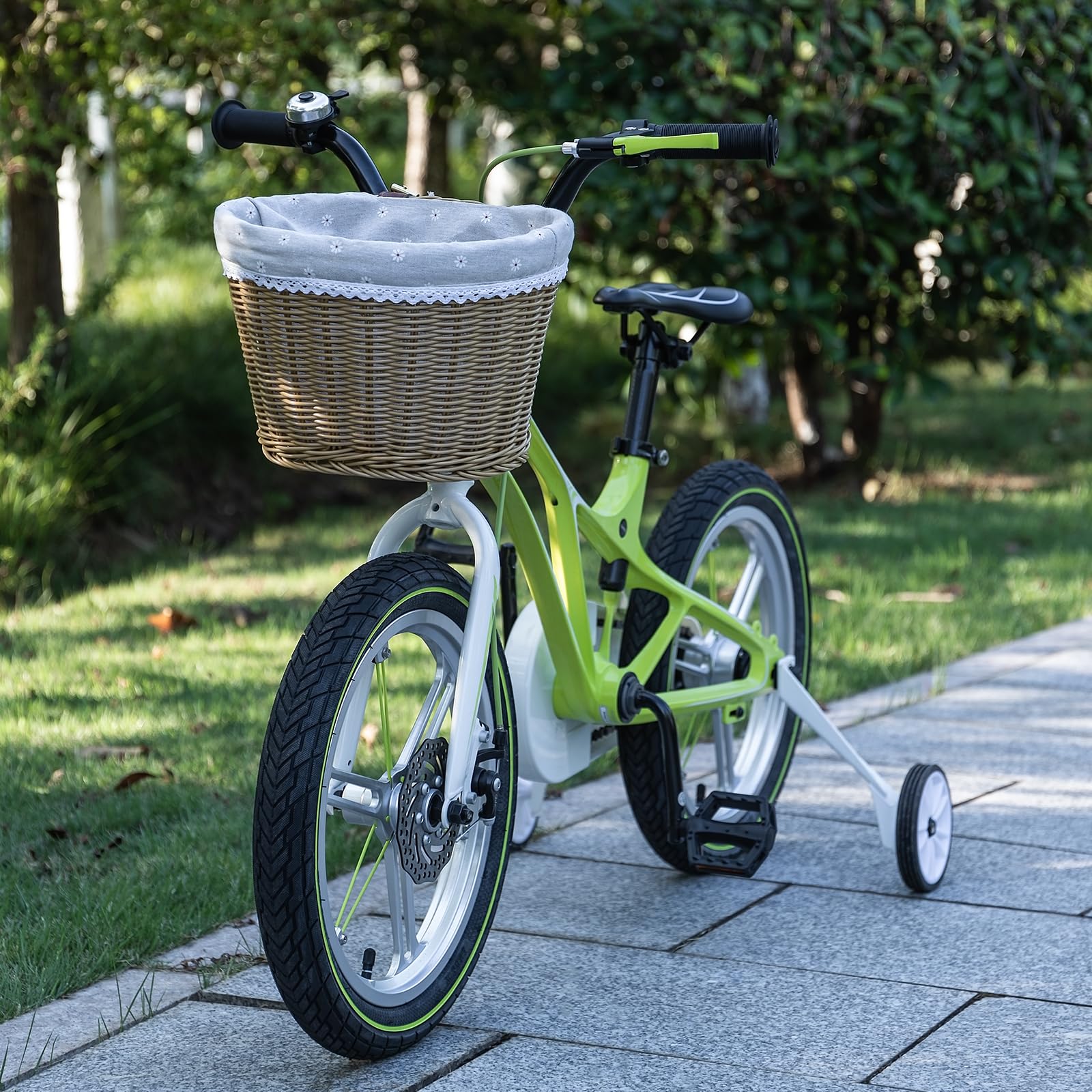 CXWXC Panier de vélo – Panier avant de vélo pour filles et femmes – Paniers de vélo en osier tissé à la main avec doublure amovible, sangles réglables en polyuréthane