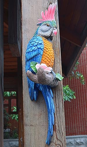 coolboy Decoración de loro colgante, estatuas de pájaro, figuras tropicales de aves de resina real, escultura de loro para decoración del hogar,