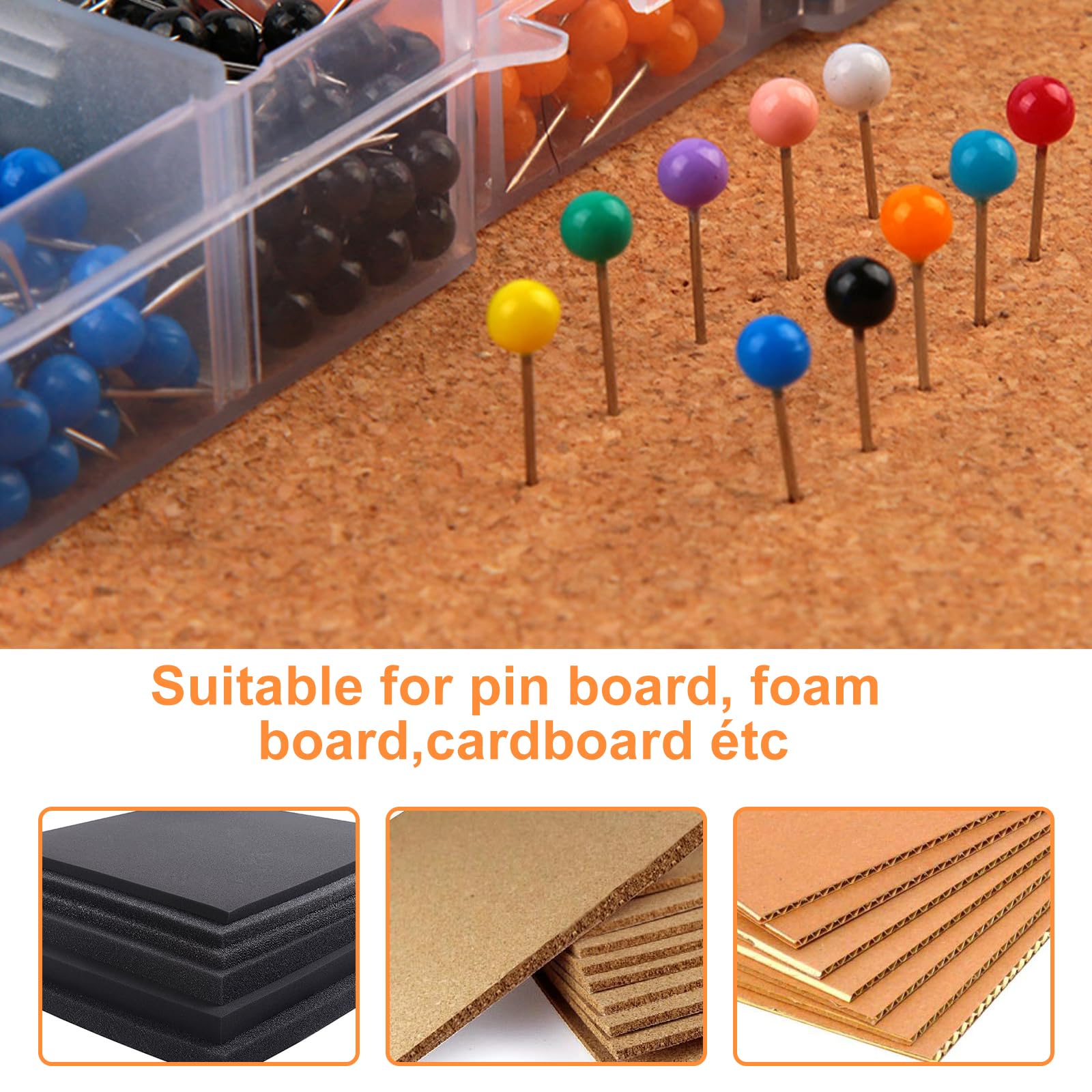 200 Puntine Da Disegno Trasparenti | Con Testa 10 Mm E Ago 13 Mm | Per Bacheche, Lavagne E Mappe | Con Scatola Portatile - Foto 7