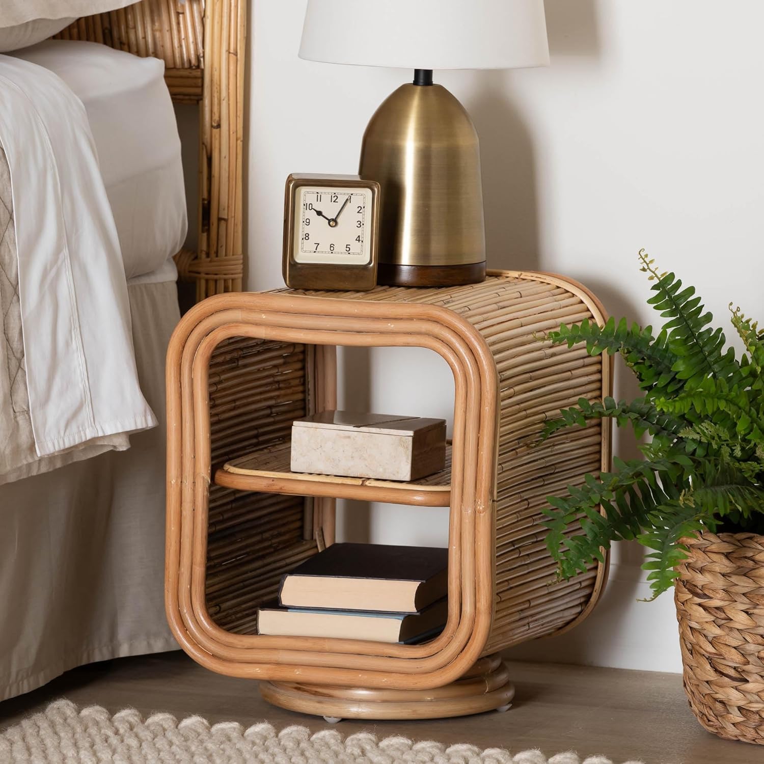 bali & pari Bethari Bohemian Natural Rattan Nightstand