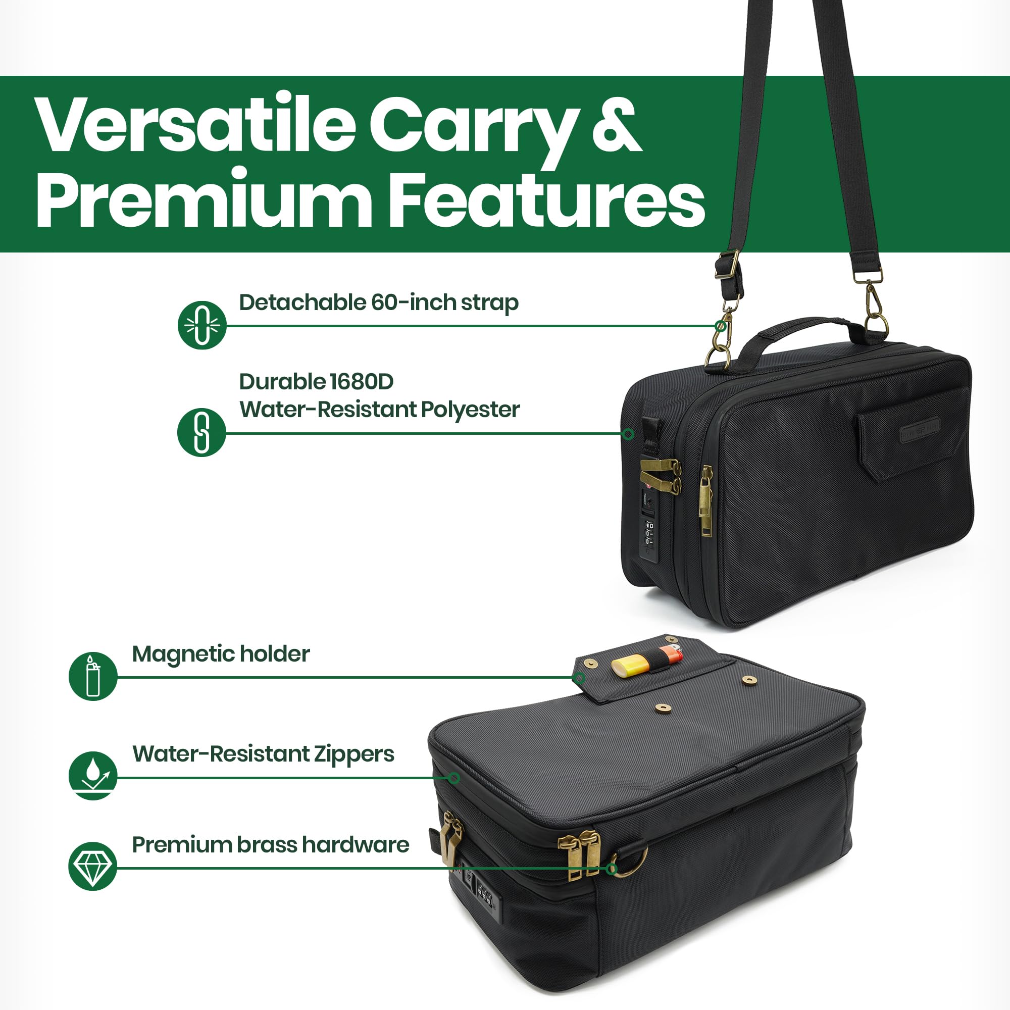 Estuche de almacenamiento grande con bolsa de bloqueo de combinación TSA, forro de carbono portátil, caja de medicina XL con cerradura para viajes y hogar, caja segura, organizador de