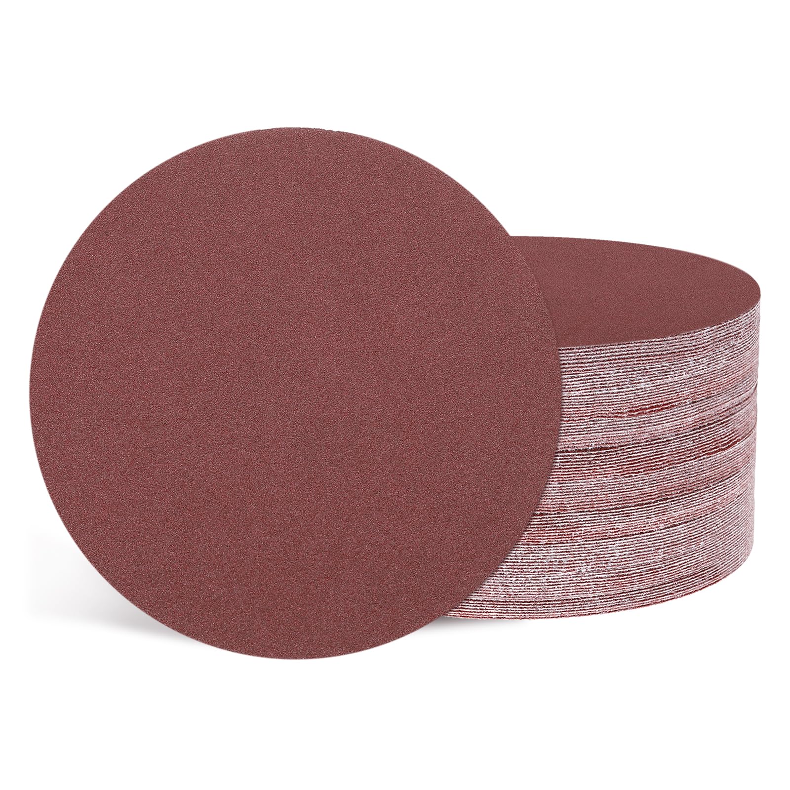 Kozelo 50 Pcs Sanding Discs 152 mm 100 Grit Hook and Loop Random Orbital Sandpapers Suitable for Drywall Sander Wood Metal Furniture, Red