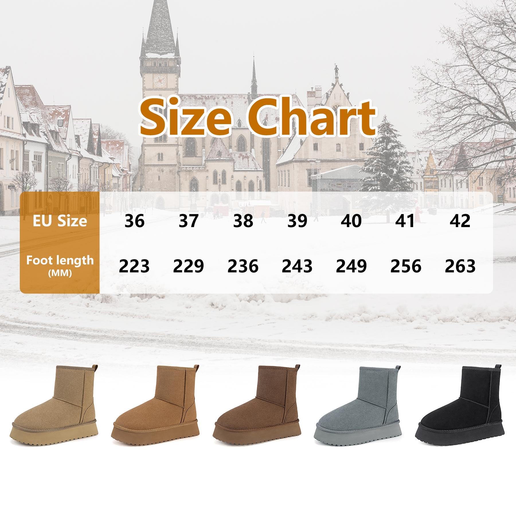 Mishansha Donna Invernali Scarpe da Neve Calde Stivaletti 36-42 EU | Platform, Antiscivolo, Fodera Interna， Memory Foam， Suole in EVA， Passeggiata, in Ufficio, Resistenti