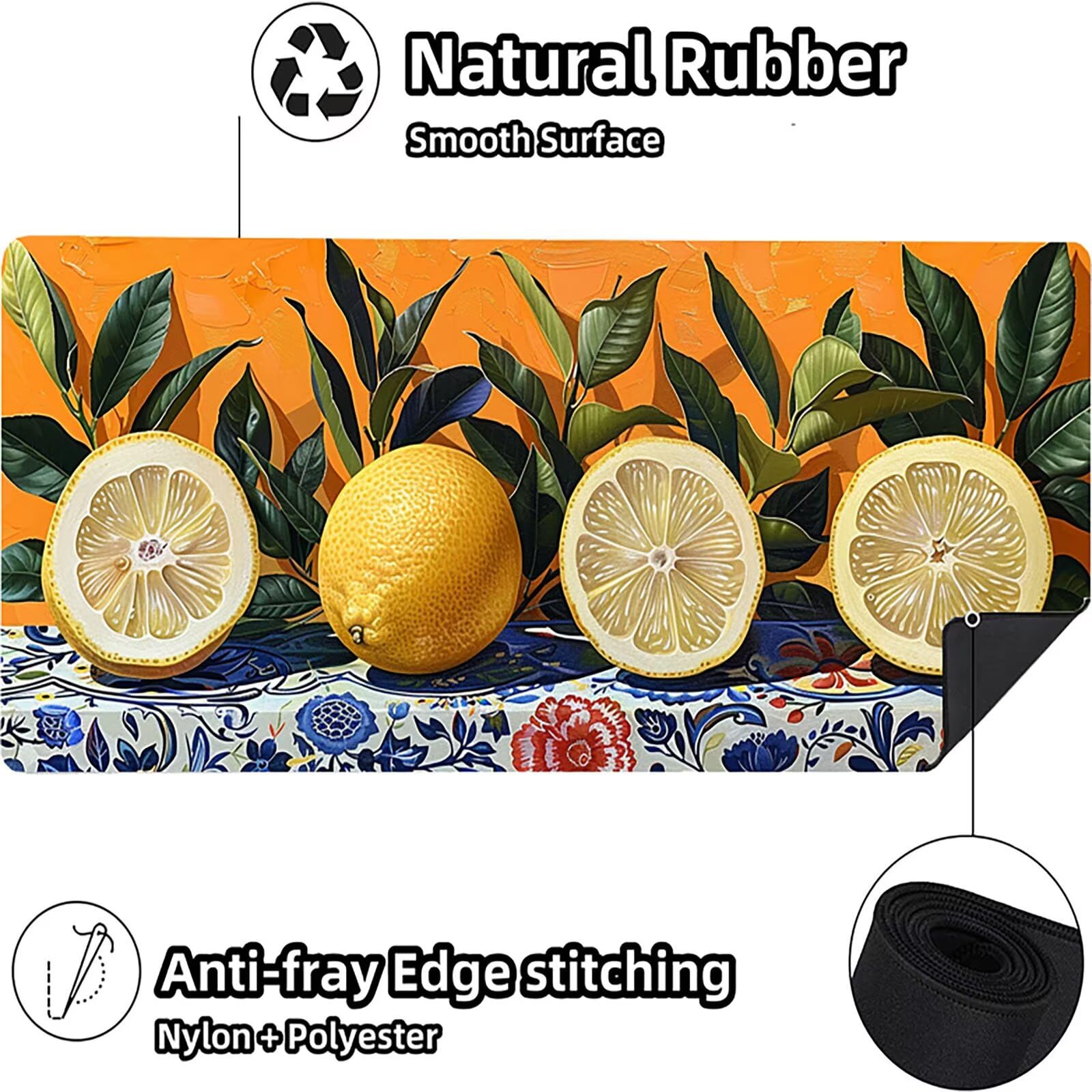Tappetino Mouse XXL 1500 x 800 mm, Tappetino Mouse Frutta, Gaming Mousepad Migliorare la Velocità e la Precisione, Mouse Pad con Base in Gomma Antiscivolo, Ufficio Accessori Gaming, Giallo 7-2837