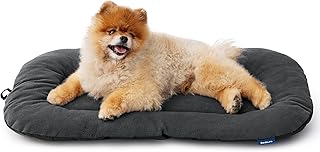 BEDSURE waschbar Hundekissen für kleine Hunde - dünne Hundebette kleine Hunde, weiche und Bequeme Hundematte mit Rutschfester Unterseite- 59x43 cm,Dunkelgrau product image