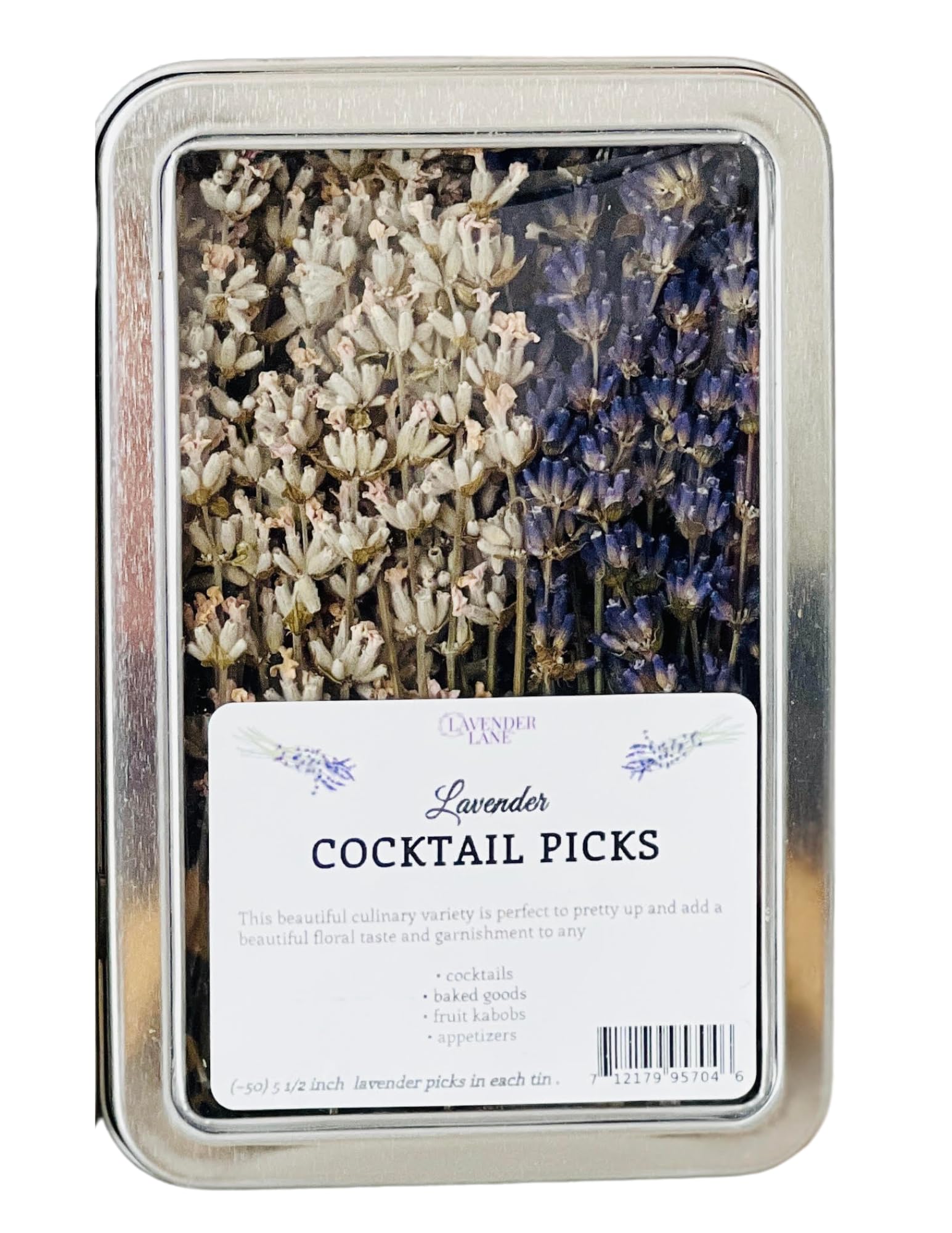 Organic Lavender Cocktail Picks - 50 Aromatic & Colorful Sprigs, For Cocktails, Garnishment, Lemonade, Mocktails, Dessert, Simple Syrup (Purple & White)