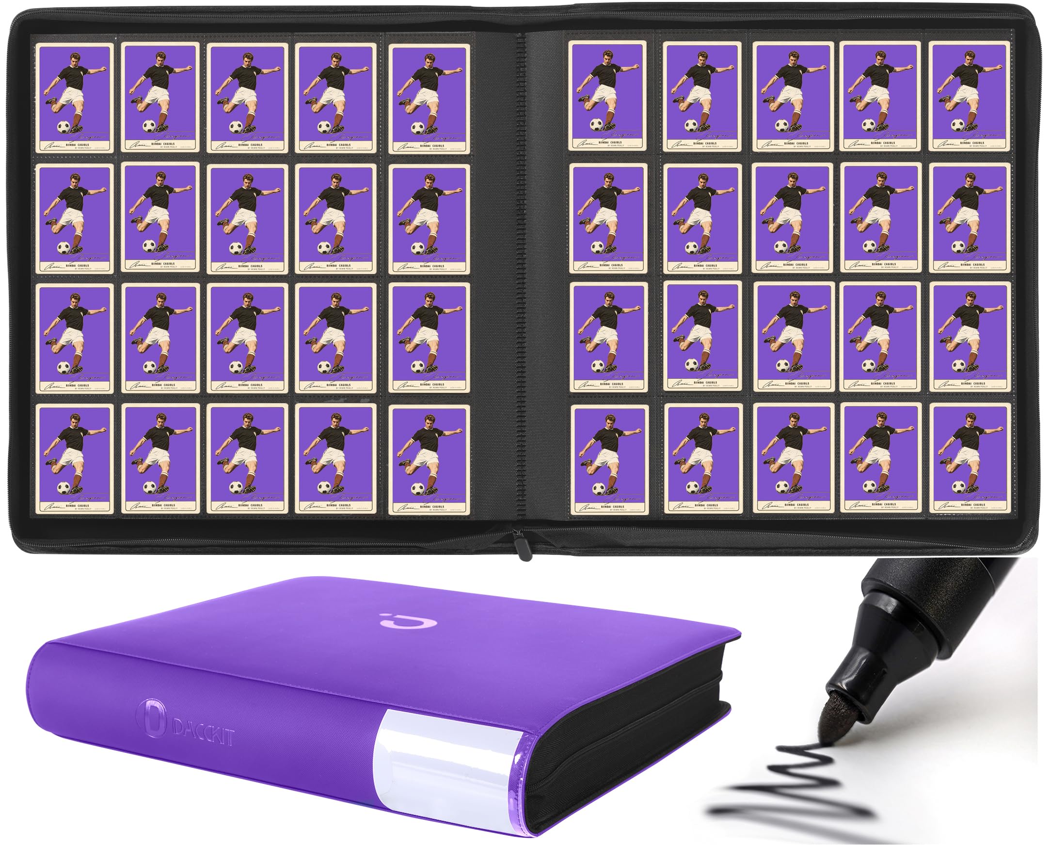 Premium Card Binder 20 Pocket - Fits 2000 Cards, 5x4 Ringless Card Album with Sleeves Compatible with Trading & Sports Cards（Model A，Classic Purple）