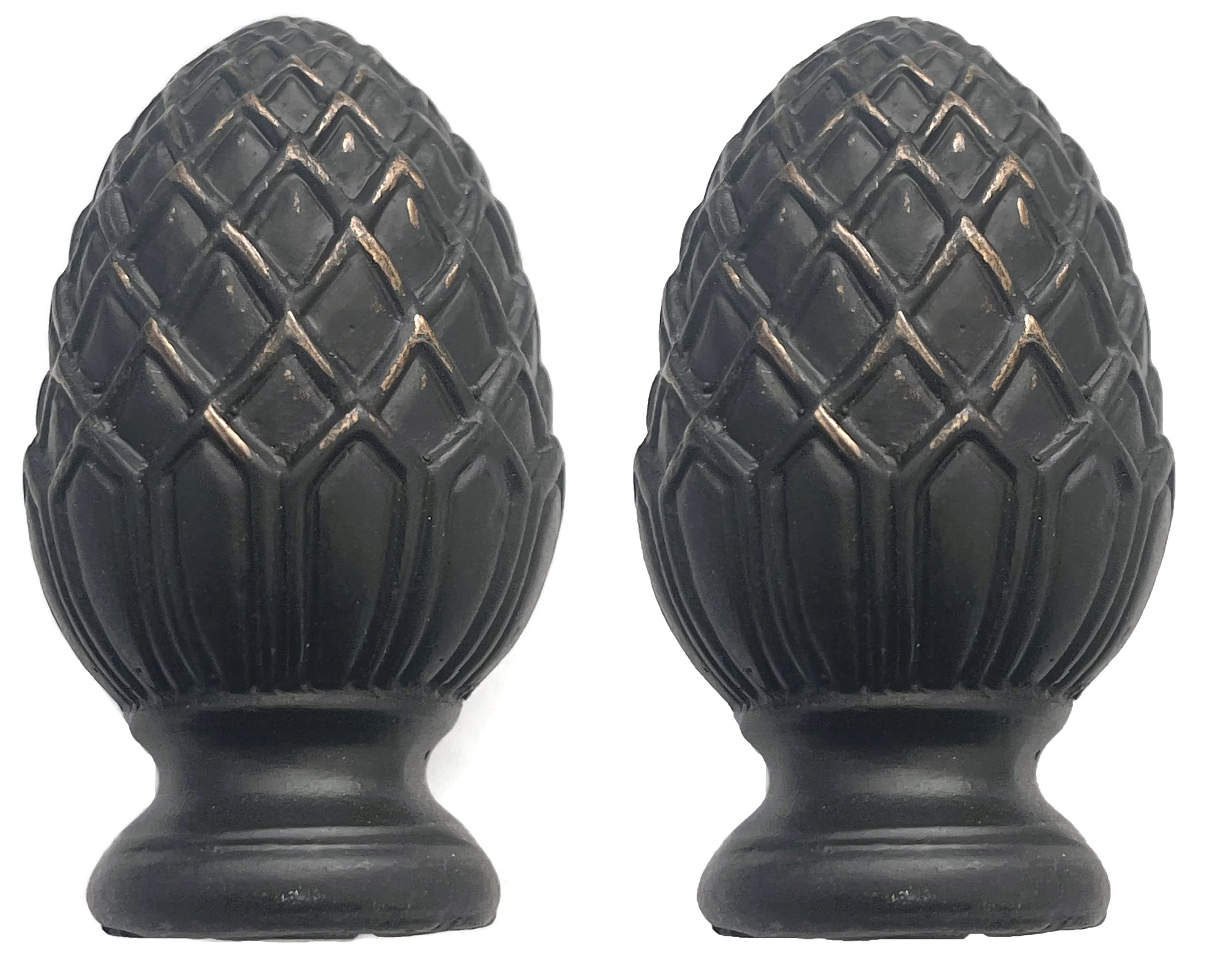Urbanest Set of 2 Pineapple Lamp Finials, 2-inch Tall, Distressed Black