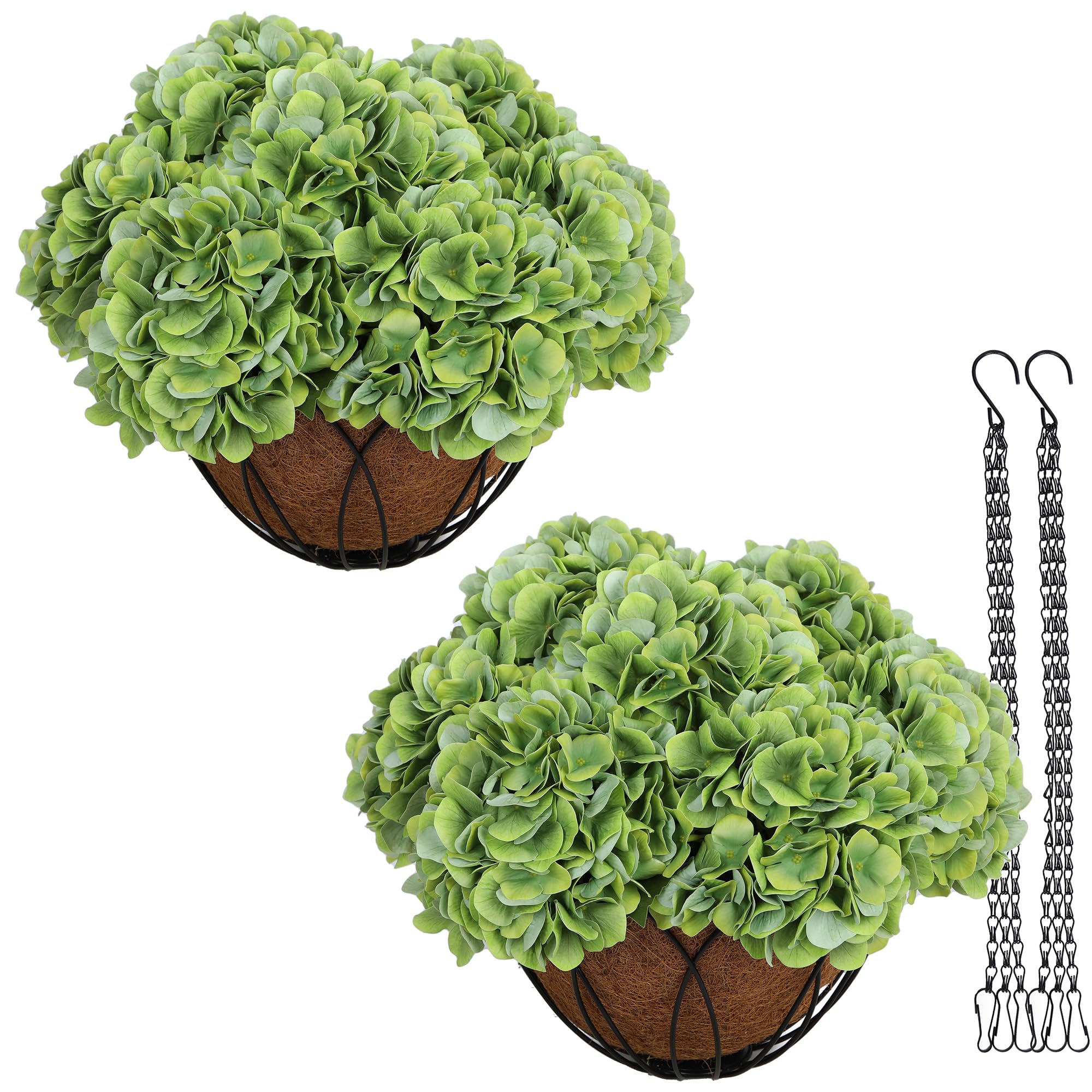 bellacat Real Touch Faux Hydrangea Flowers with Hanging Basket