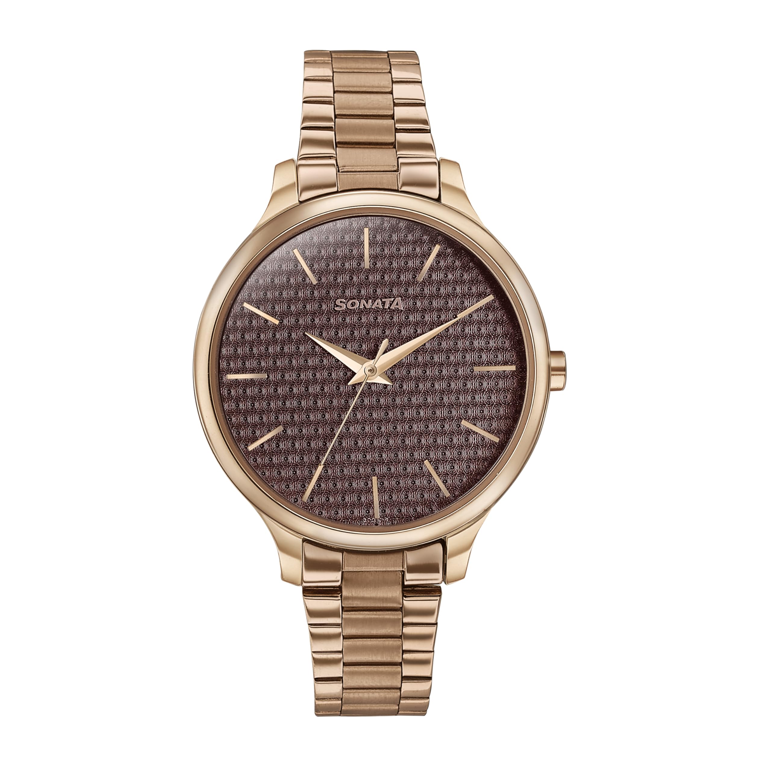 Sonata Wedding Bling Quartz Analog Brown Dial Rose Gold Stainless Steel Strap Watch for Women-87050WM12 (B0D585BDQV) Amazon Price History, Amazon Price Tracker