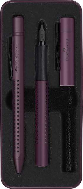 Faber-Castell 201530 - zestaw upominkowy Grip Edition, berry, z piórem M i długopisem XB w metalowym etui