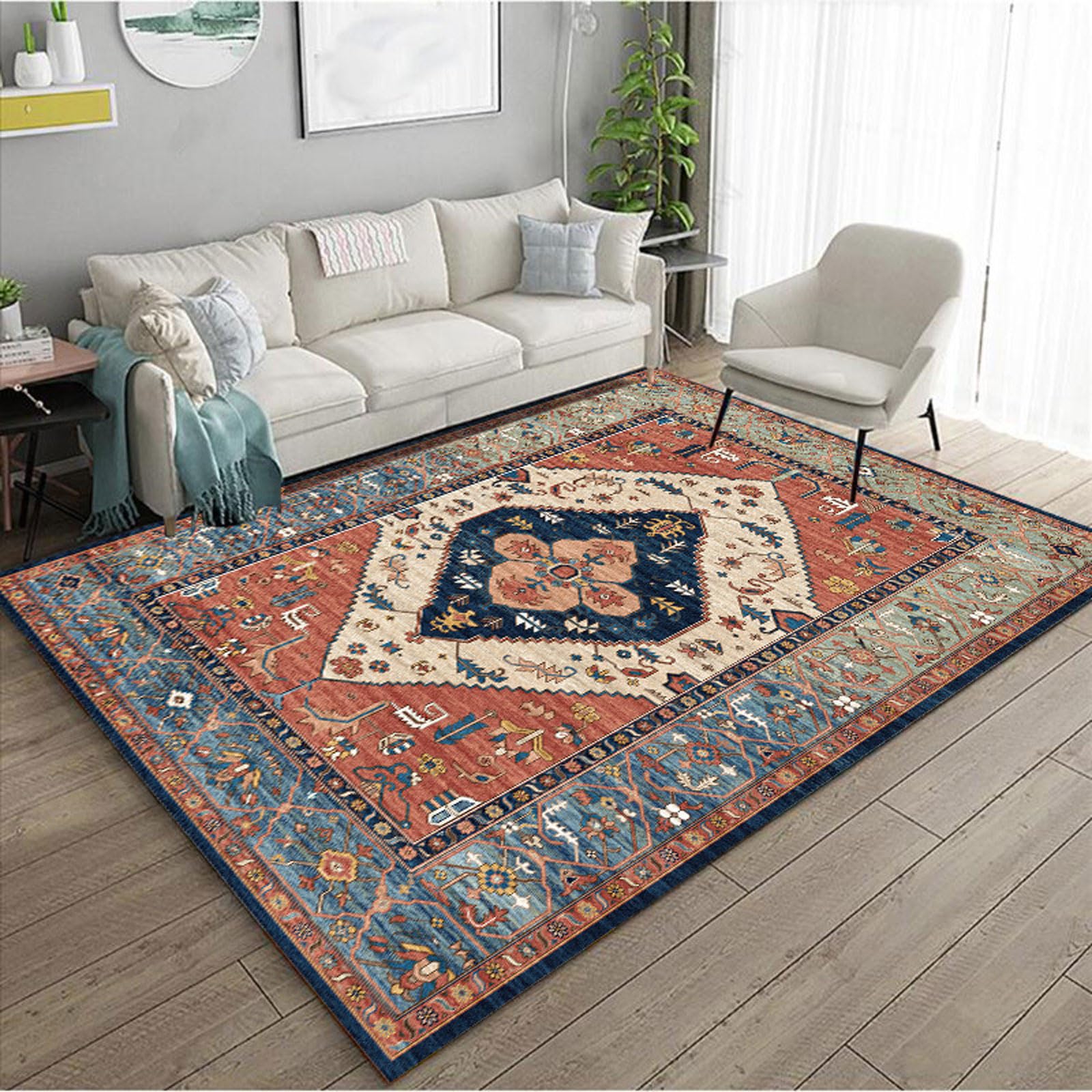 Alfombra vintage lavable para salon que elimina los problemas de limpieza