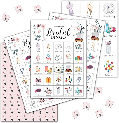 Juegos de despedida de soltera para fiesta de té, juego de bingo de fiesta de té, decoraciones de fiesta de té, recuerdos de fiesta de té, juegos de