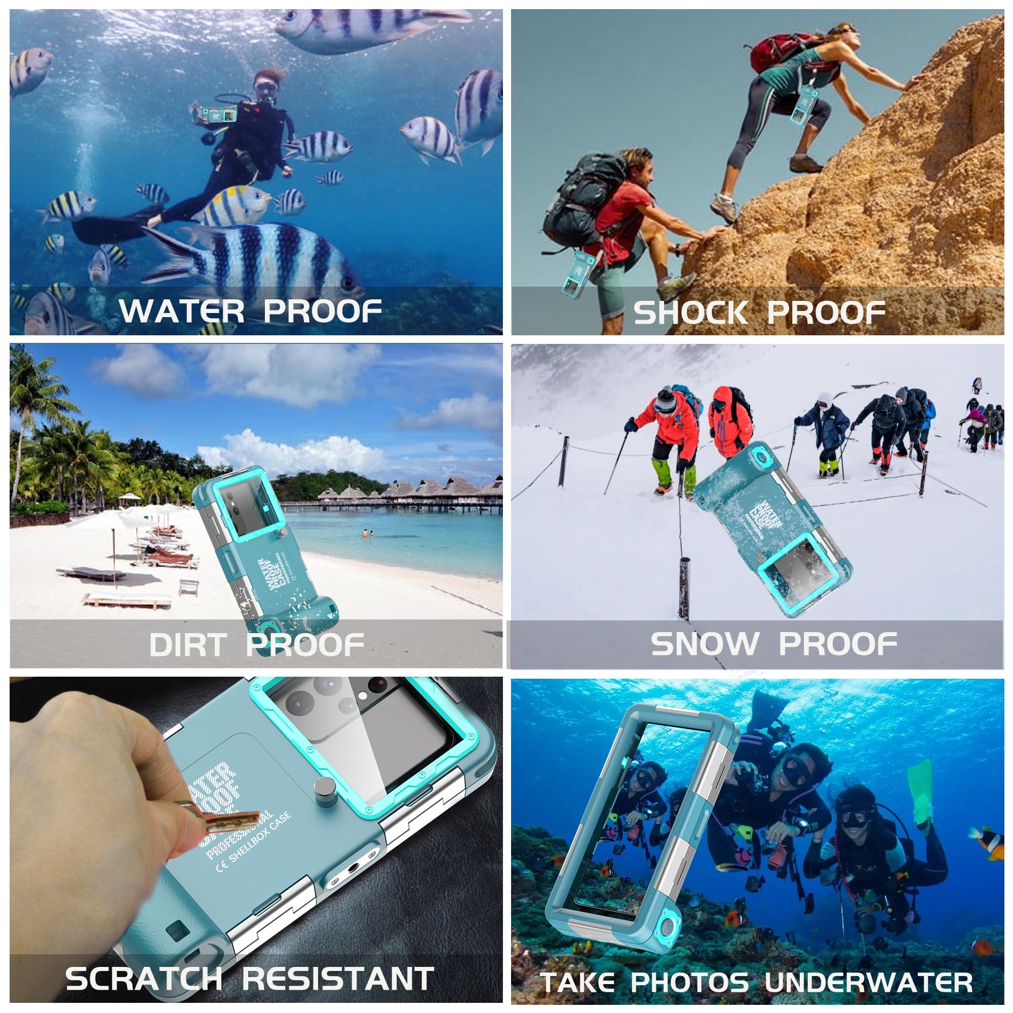 Universelle Unterwasser-Handy-Schutzhülle [50 Fuß/15 m] zum Schnorcheln, Tauchen, Schwimmen, Sport, Foto, Video, Gehäuse, kompatibel mit Handys in der Größe 4,7 bis 6,9 Zoll, iPhone, Samsung usw. | Foto-Video-Hülle kompatibel mit iPhone 17/16/15/14/13 Pro